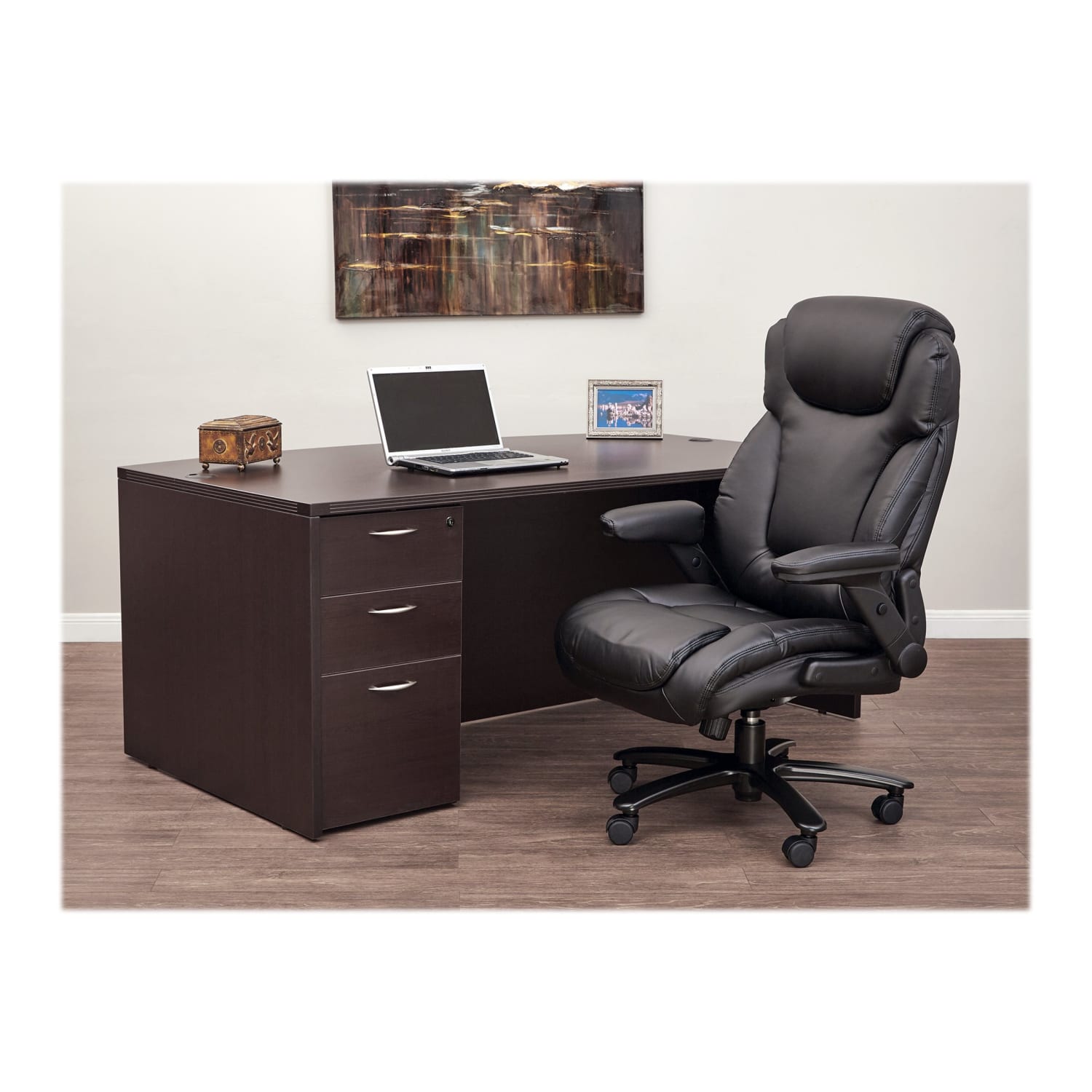 Office Star Pro Line II Big  Tall Bonded Leather High Back Chair With Arms Black PopularChairscom