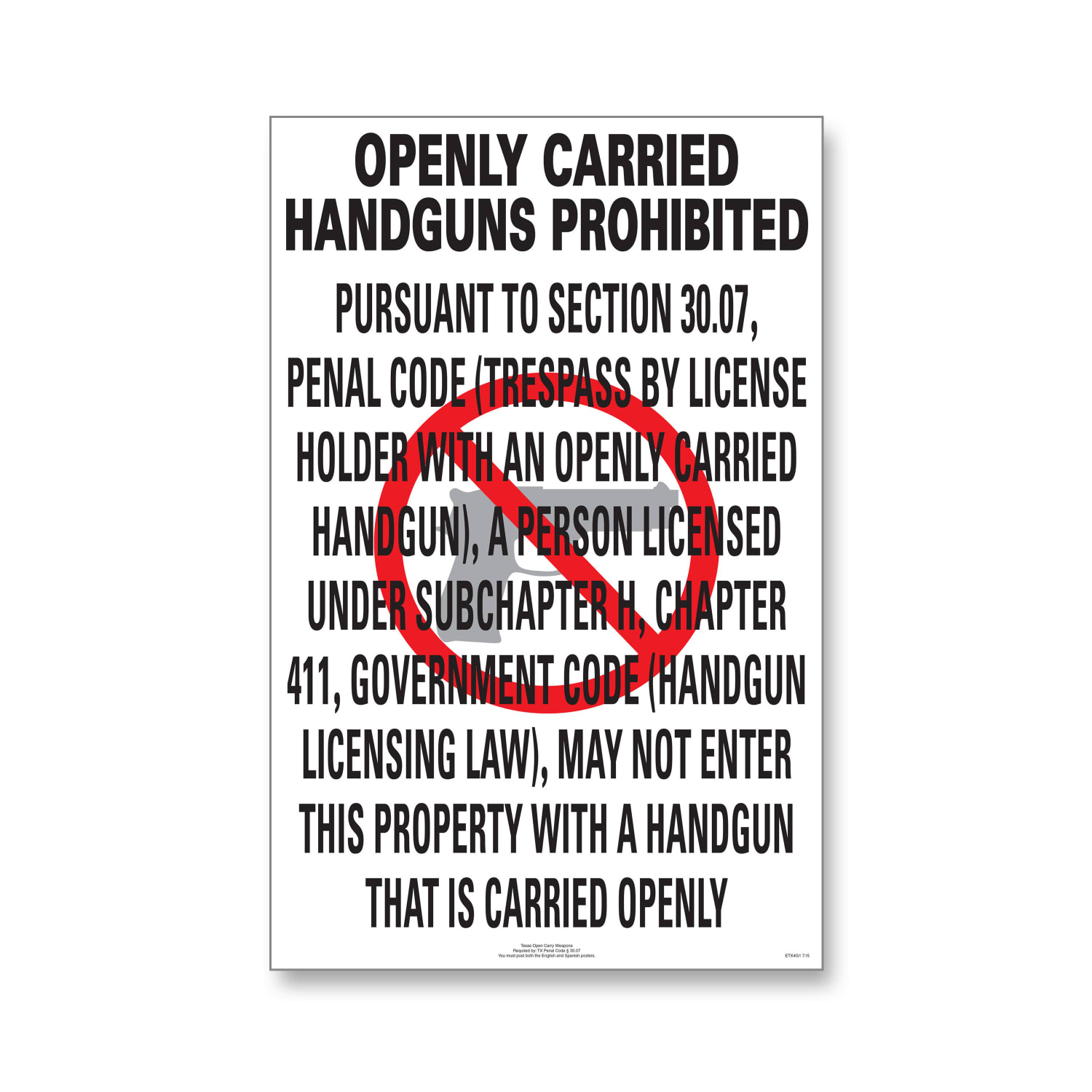ComplyRight State Weapons Law Poster, English, Texas, 11in x 17in - Image 5
