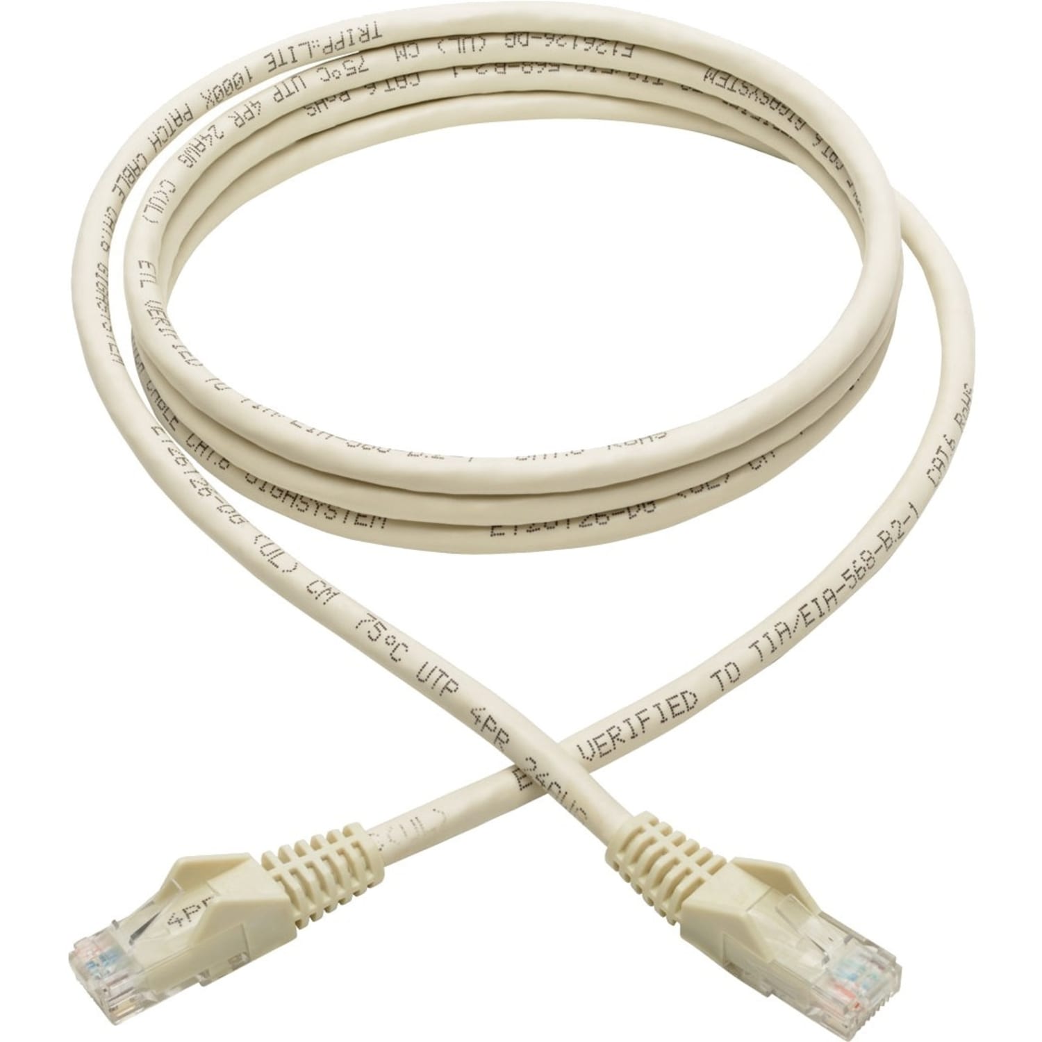 Tripp Lite Cat6 Gigabit Snagless Molded Ethernet Cable, 6in, White - Image 3