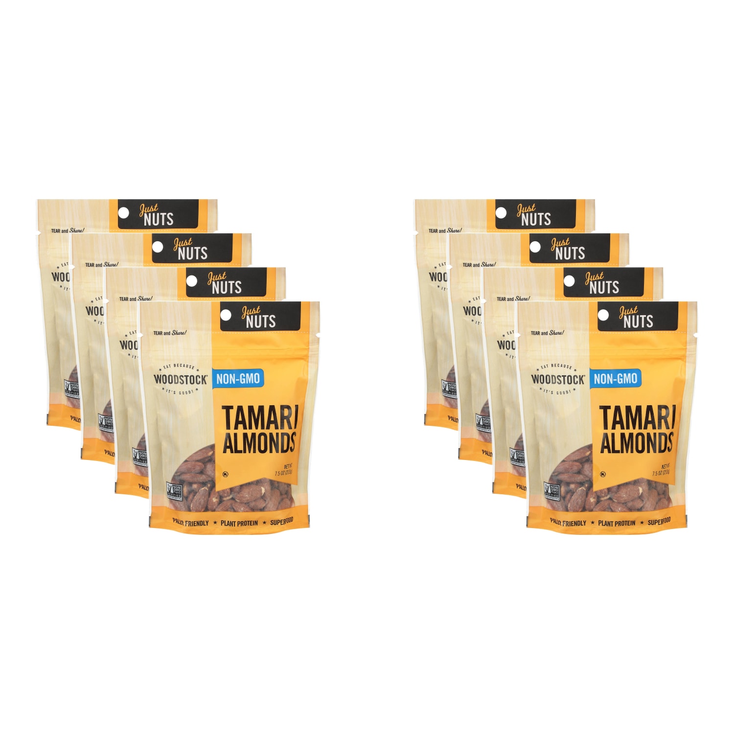 Woodstock Foods Non-GMO Almonds, Tamari, 7.5 Oz, Total Qty 8 - Image 5