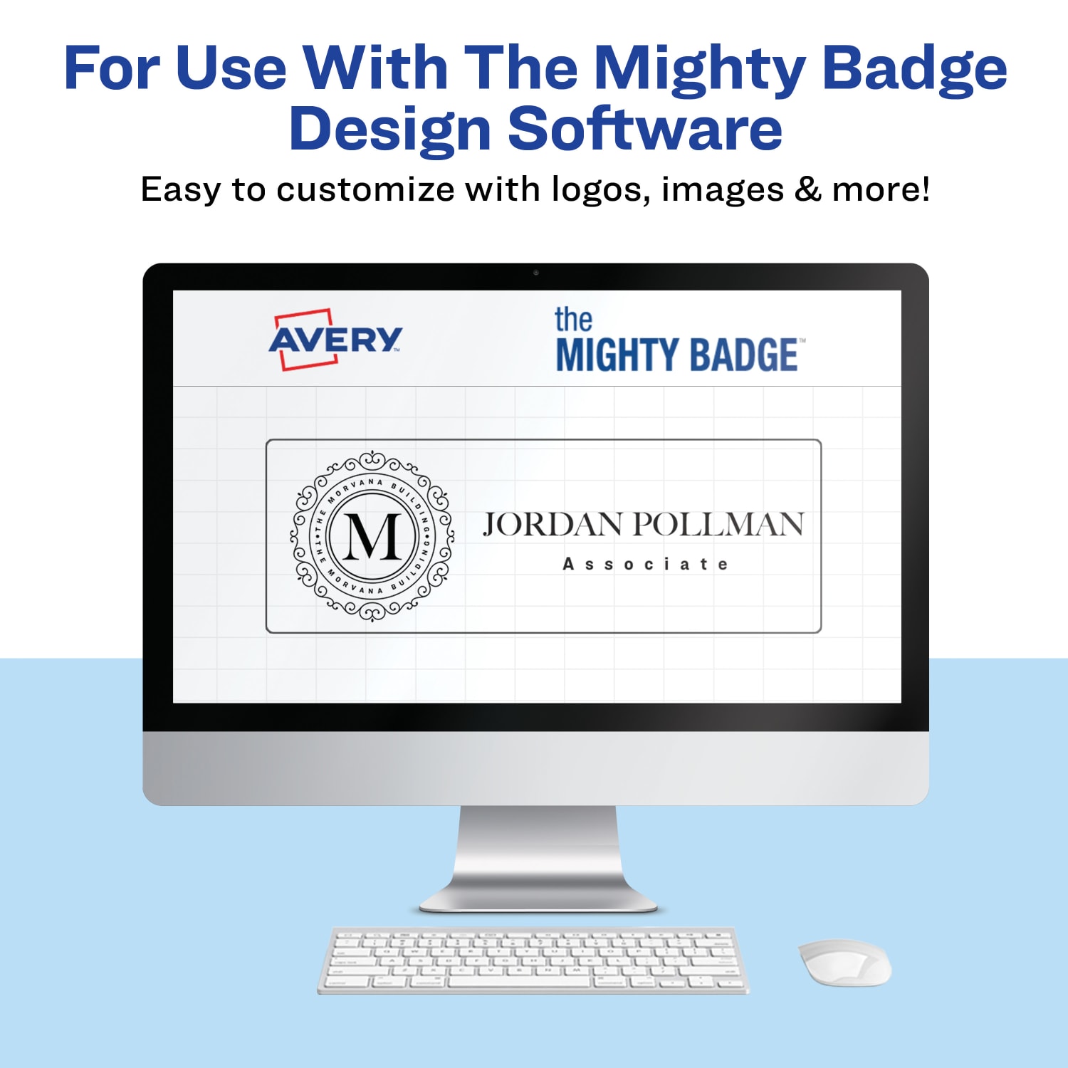 Avery The Mighty Badge Magnetic Badges For Laser Printers, 1in x 3in, Silver, Pack Of 10 Badges - Image 3