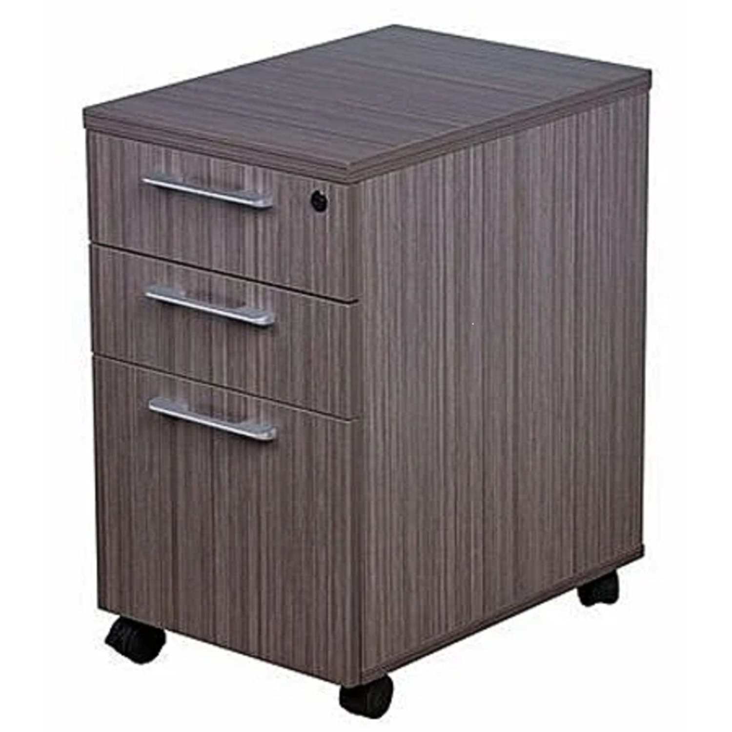 Boss Office Products Simple System 22in Vertical 3-Drawer Mobile Pedestal Box File Cabinet, Driftwood