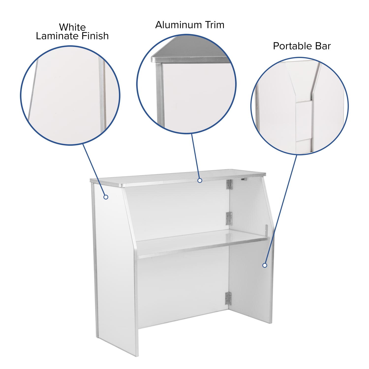 Flash Furniture Laminate Foldable Bar, White - Image 6
