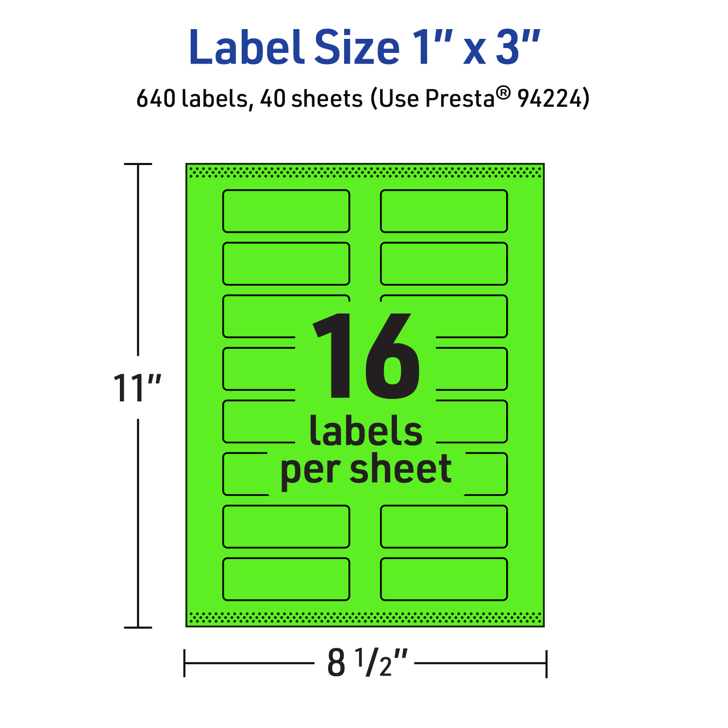 Avery Print-To-The-Edge Labels With Sure Feed Technology And Easy Peel, 94224-NGP40, Rectangle, 1in x 3in, Matte Neon Green, Pack of 640 - Image 6