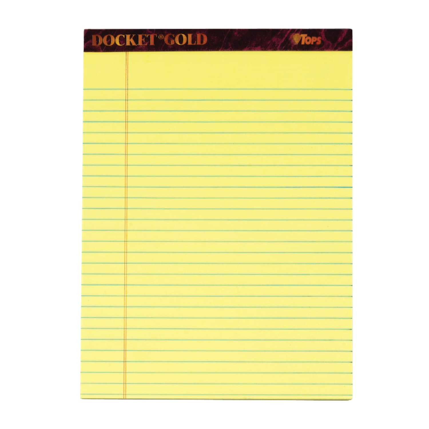TOPS Docket Gold Premium Writing Pads, 8 1/2in x 11 3/4in, Legal Ruled, 50 Sheets, Canary, Pack Of 6 Pads - Image 4