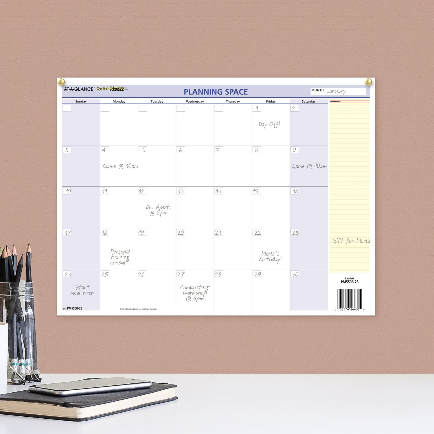 AT-A-GLANCE QuickNotes 2027 Reversible Erasable Monthly Yearly Wall Calendar, Small, 16in x 12in - Image 3