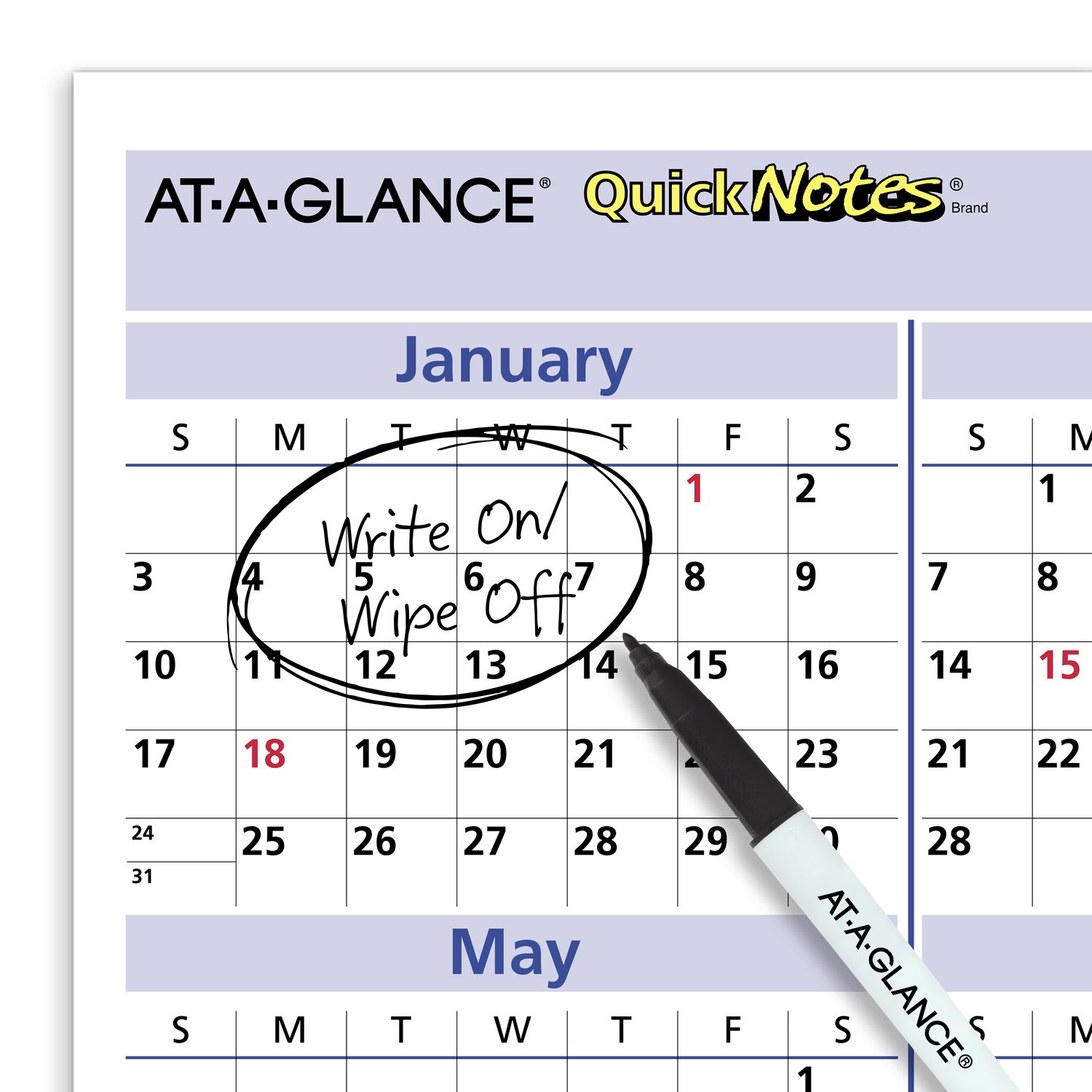 AT-A-GLANCE QuickNotes 2027 Reversible Erasable Monthly Yearly Wall Calendar, Small, 16in x 12in - Image 6