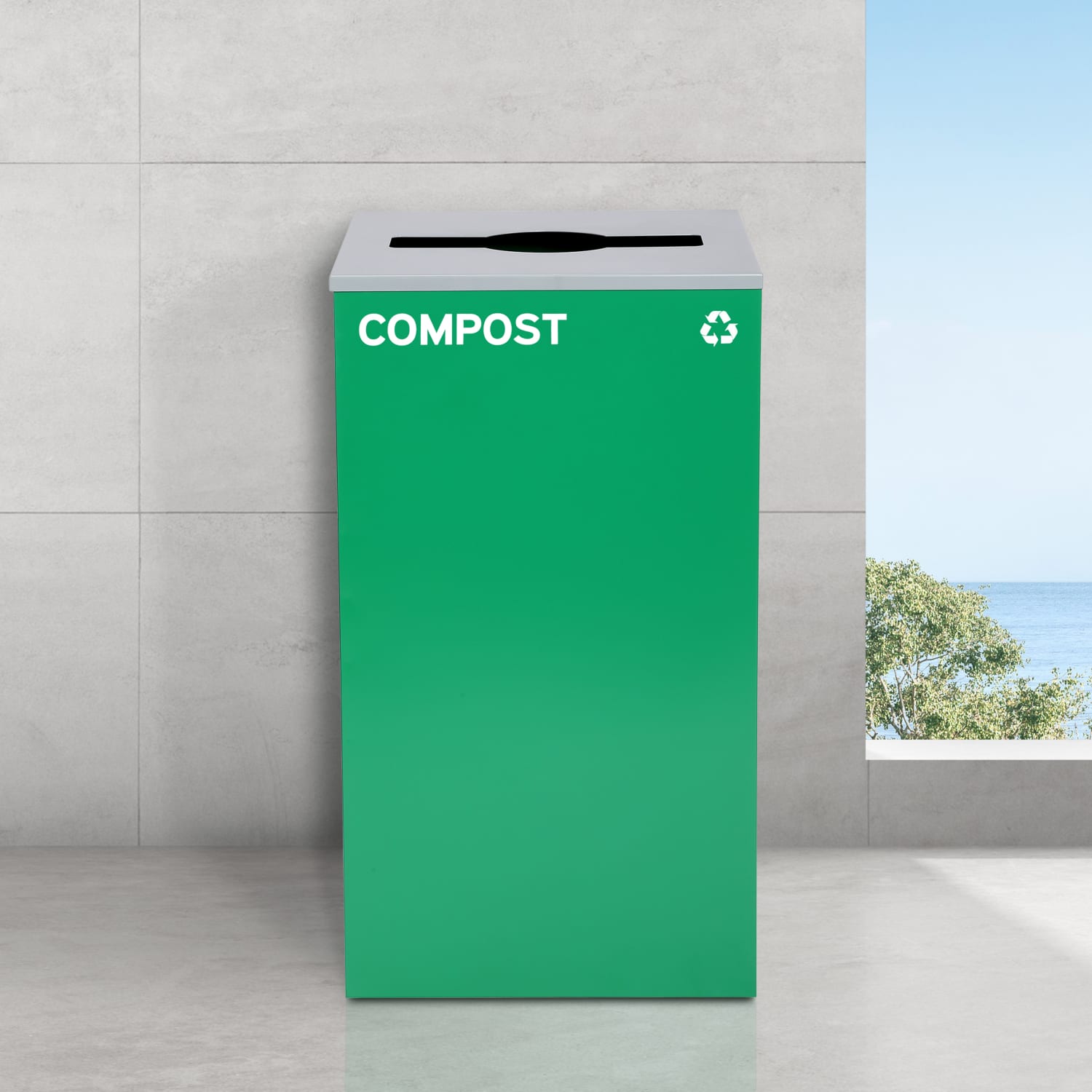 Alpine Industries Stainless-Steel Open Top Mixed Recycling, Compost And Trash Can Set With Square And Mixed Lids, 29 Gallons, 30inH x 16-15/16inW x 16-15/16inD, Black/Blue/Green, Set Of 3 Trash Cans - Image 3