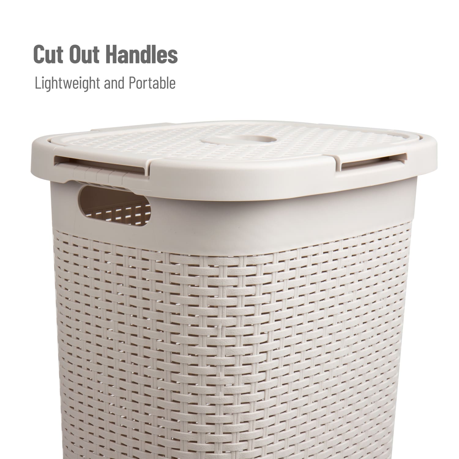 Mind Reader 60L Slim Laundry Hamper Clothes Basket With Lid, 24-3/20inH x 13-3/4inW x 17-13/20inL, Ivory - Image 5
