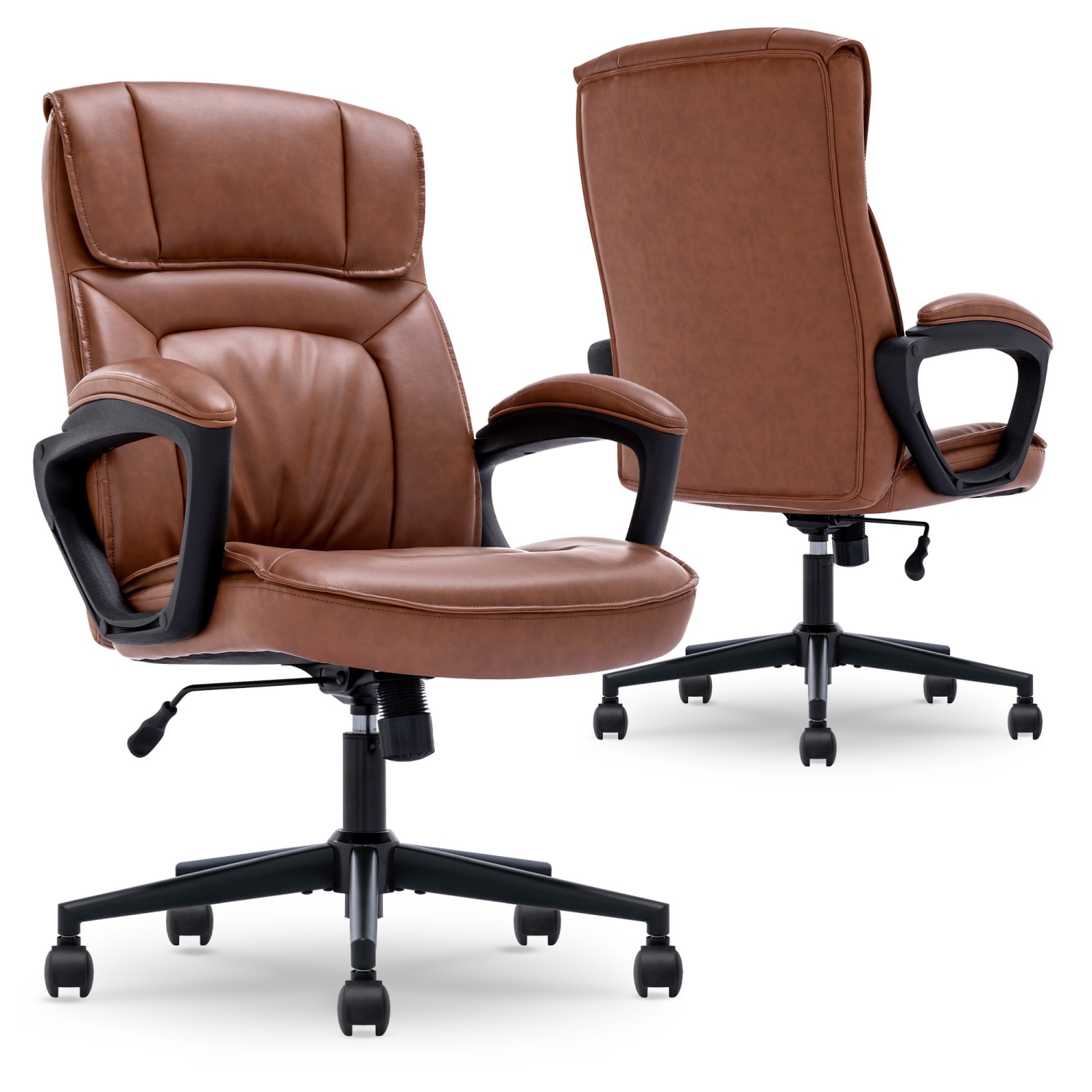 Serta Hannah I - Chair - executive - armrests - ring-shaped - tilt - swivel - bonded leather - cognac