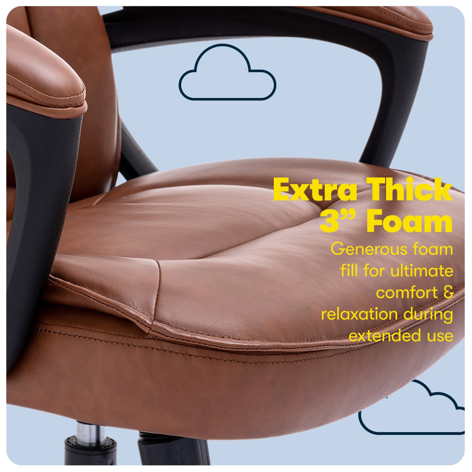 Serta Hannah I Chair executive armrests ringshaped tilt swivel bonded leather cognac PopularChairscom Serta Hannah I Chair executive armrests ring shaped tilt swivel bonded leather cognac PopularChairscom