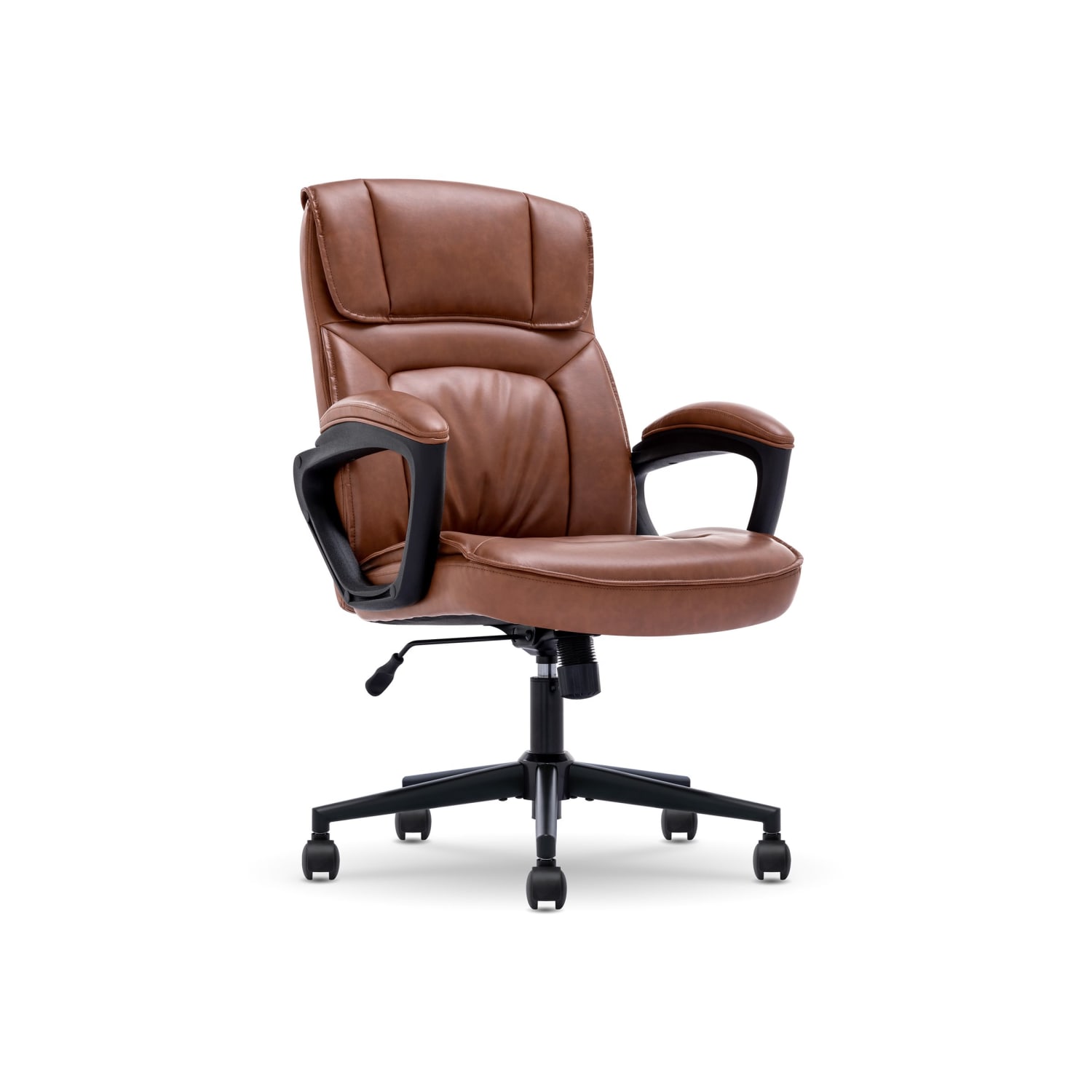 Serta Hannah I Chair executive armrests ringshaped tilt swivel bonded leather cognac PopularChairscom Serta Hannah I Chair executive armrests ring shaped tilt swivel bonded leather cognac PopularChairscom