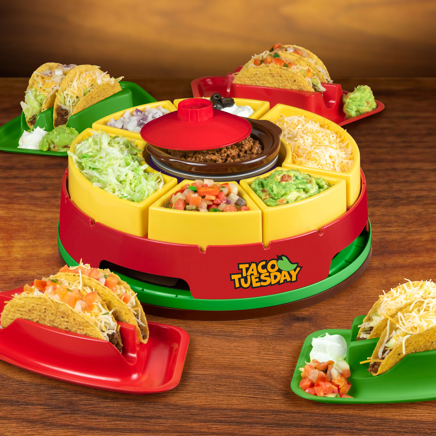 Taco Tuesday Lazy Susan Taco Bar, Red - Image 4