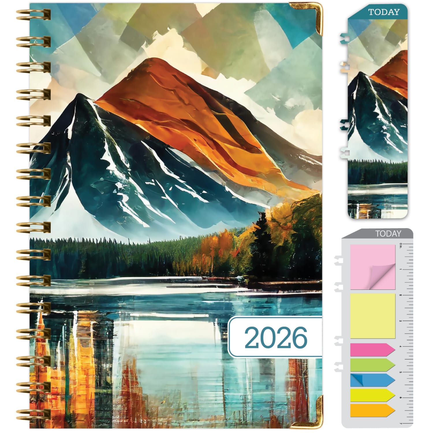 2026 Excello Brands Hardcover Fashion Daily/Weekly/Monthly Planner, 5.5in x 8in, Lake View November 2025 - December 2026, (FSHN-CY26-58-82)