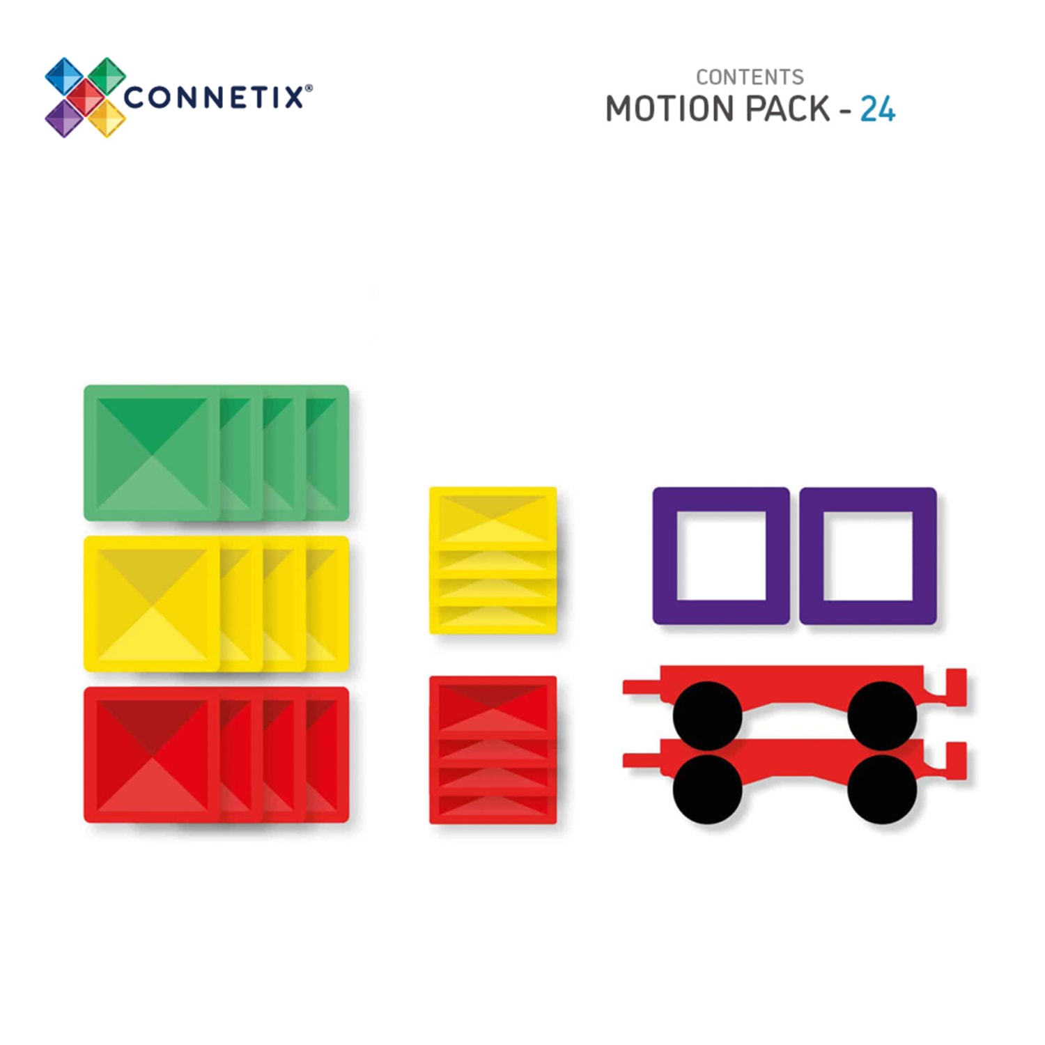 Connetix Magnetic Tiles Rainbow Motion Pack, 24 Pieces - Image 3