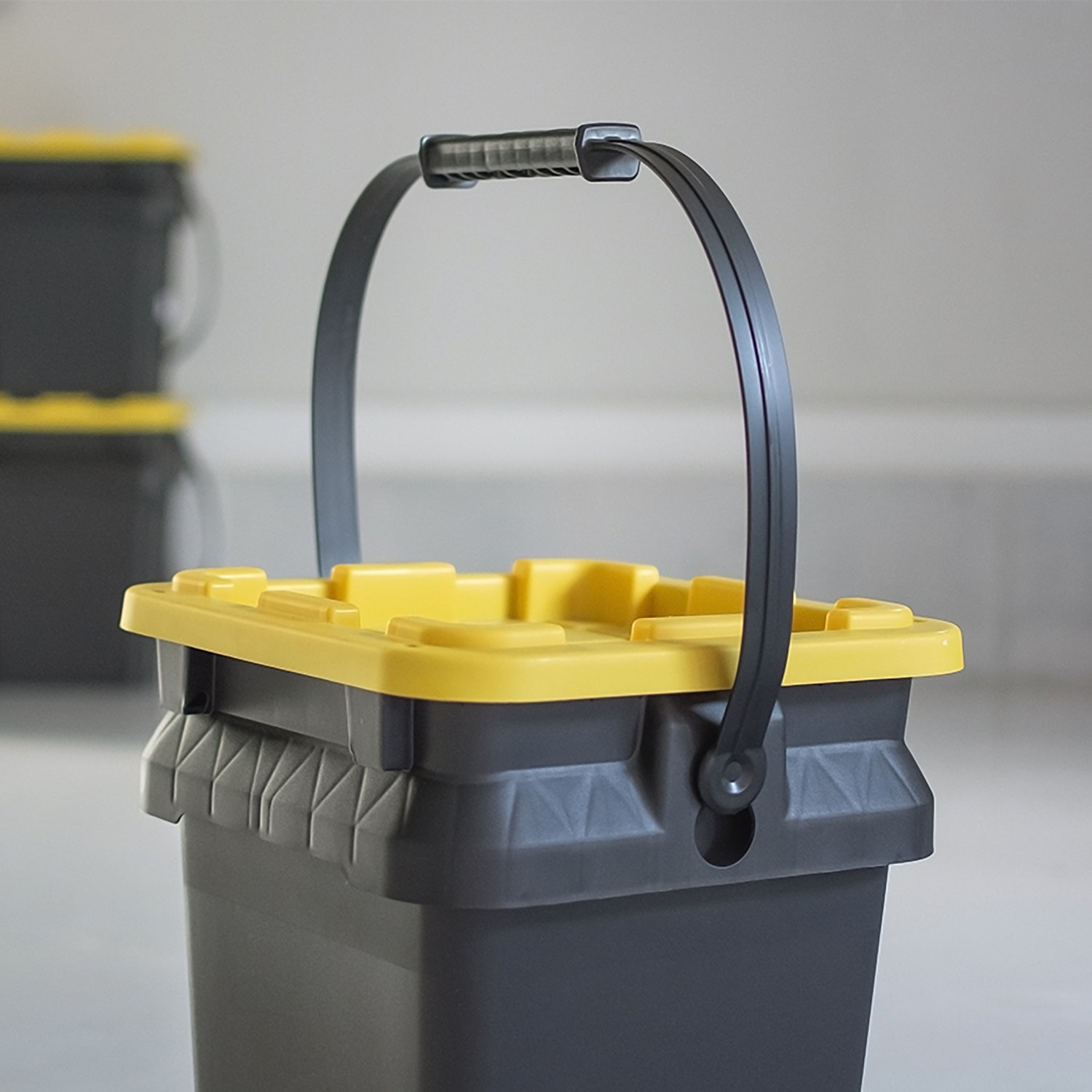 Centrex Tough Box Bucket With Lid, 5-Gallon, 13inL x 12inW x 15inH, 45% Recycled, Black/Yellow - Image 3