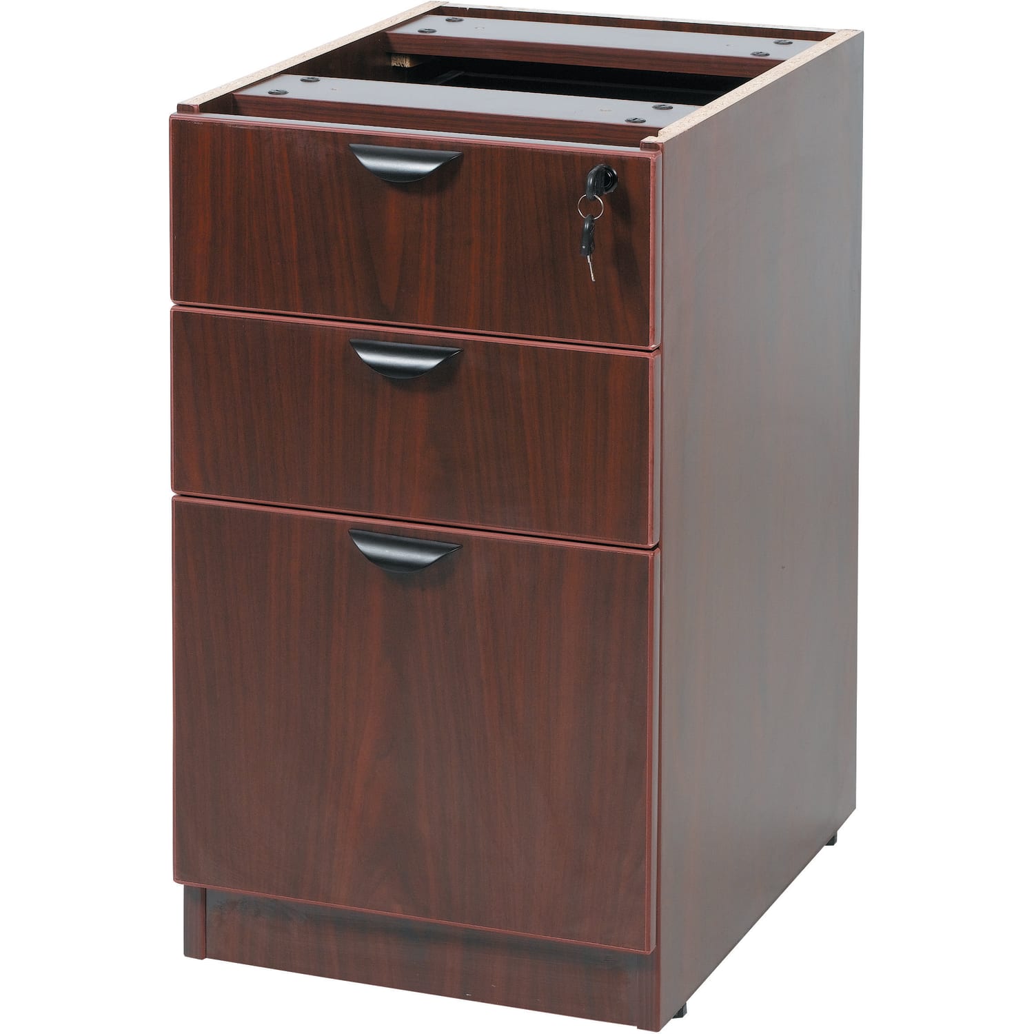 Boss Office Products Holland Series Executive U-Shape Desk With File Storage, Pedestal And Hutch, Mahogany - Image 6