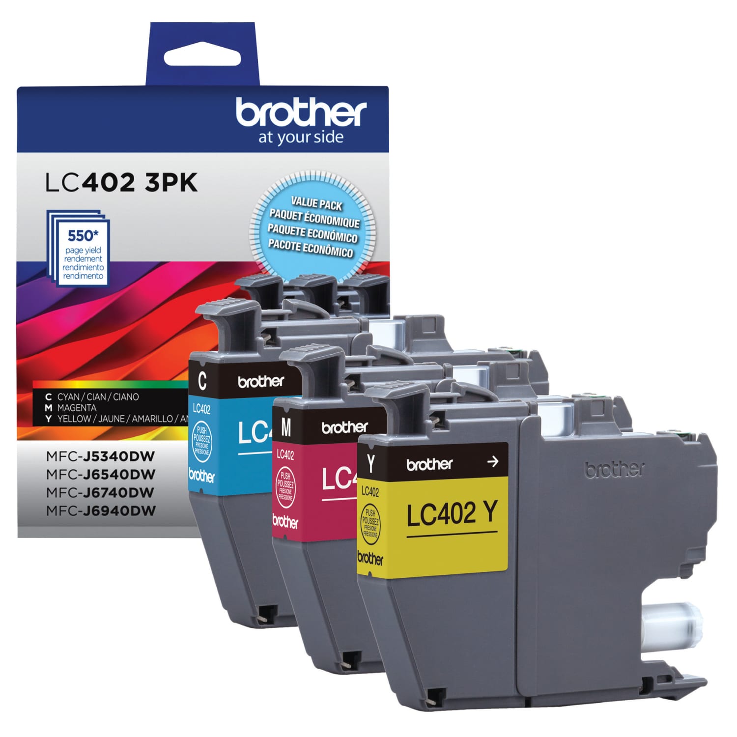 Brother LC402 Cyan, Magenta, Yellow Ink Cartridges, Pack Of 3, LC402 3PK - Image 3