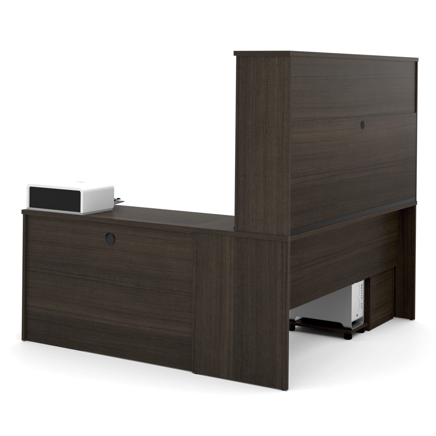 Bestar Embassy 72inW L-Shaped Corner Desk With Hutch And 2 Pedestals, Dark Chocolate - Image 3