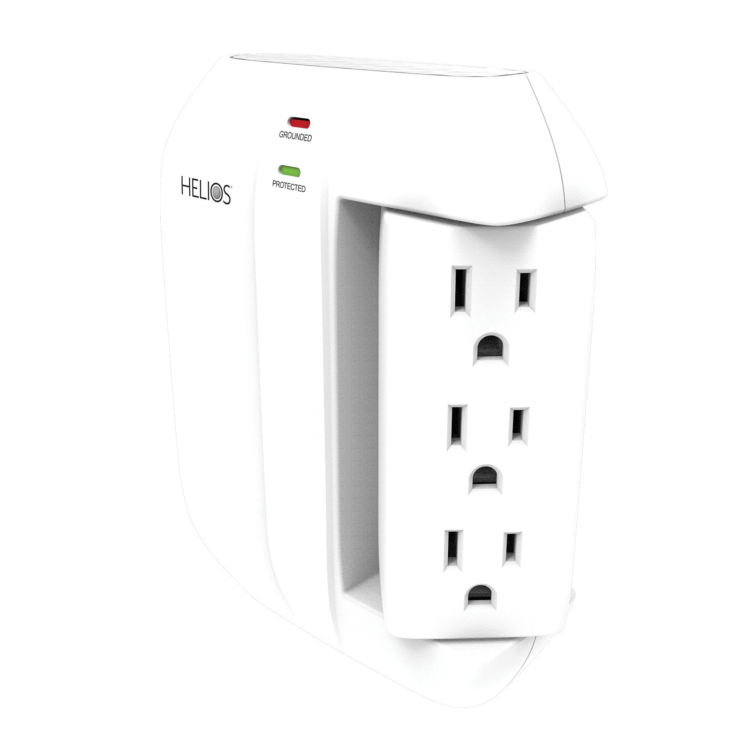 Helios 5-Outlet Wall Tap Surge Protector with 2 USB Charging Ports, White - Image 4
