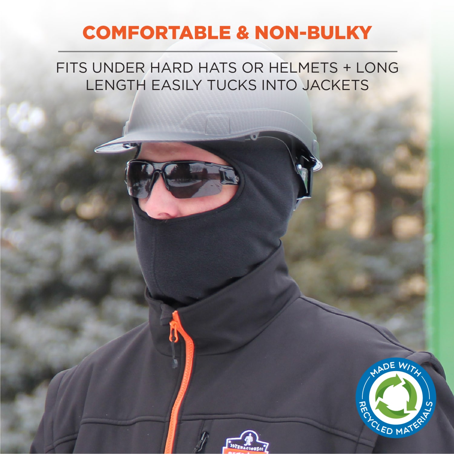 Ergodyne N-Ferno 6821-ECO Balaclava Face Mask, 1 Size, 95% Recycled, Black - Image 6