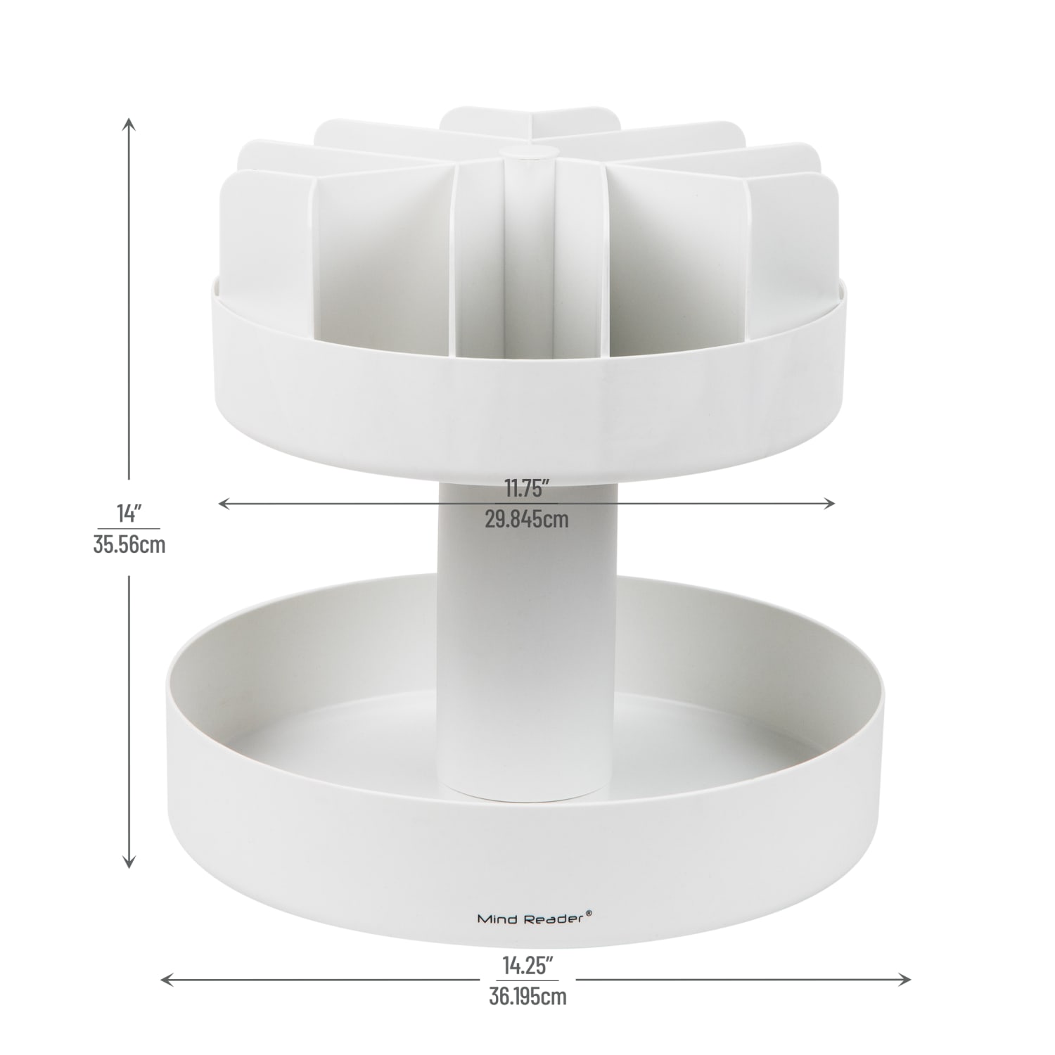 Mind Reader Anchor Collection 2-Tier Lazy Susan Countertop Organizer, 14inH x 14-1/4inW x 14-1/4inL, White - Image 4