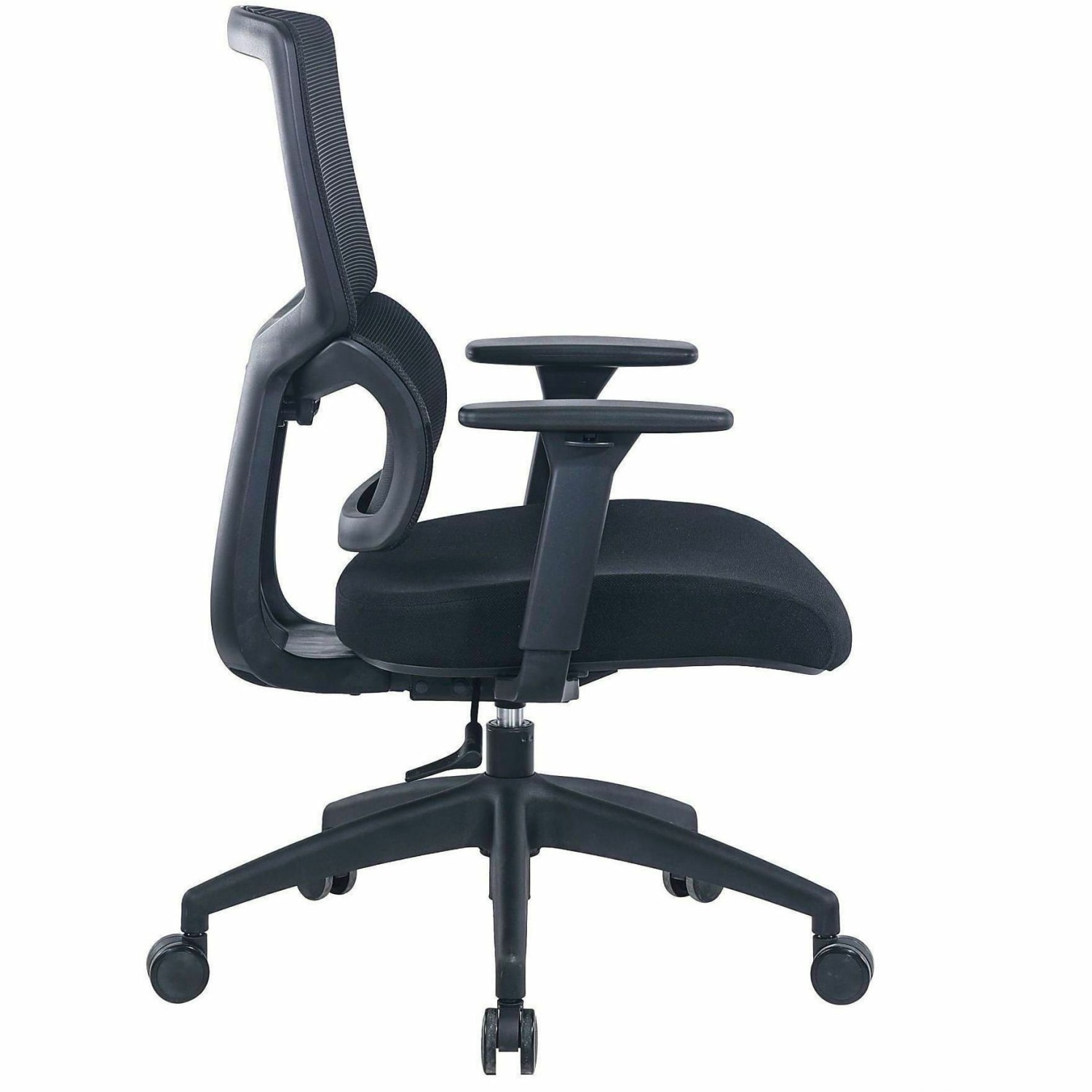 Lorell Ripley Mid Mesh-Back Chair with Articulating Lumbar Support - Mid Back - Black - Fabric, Mesh - 1 Each - Image 4