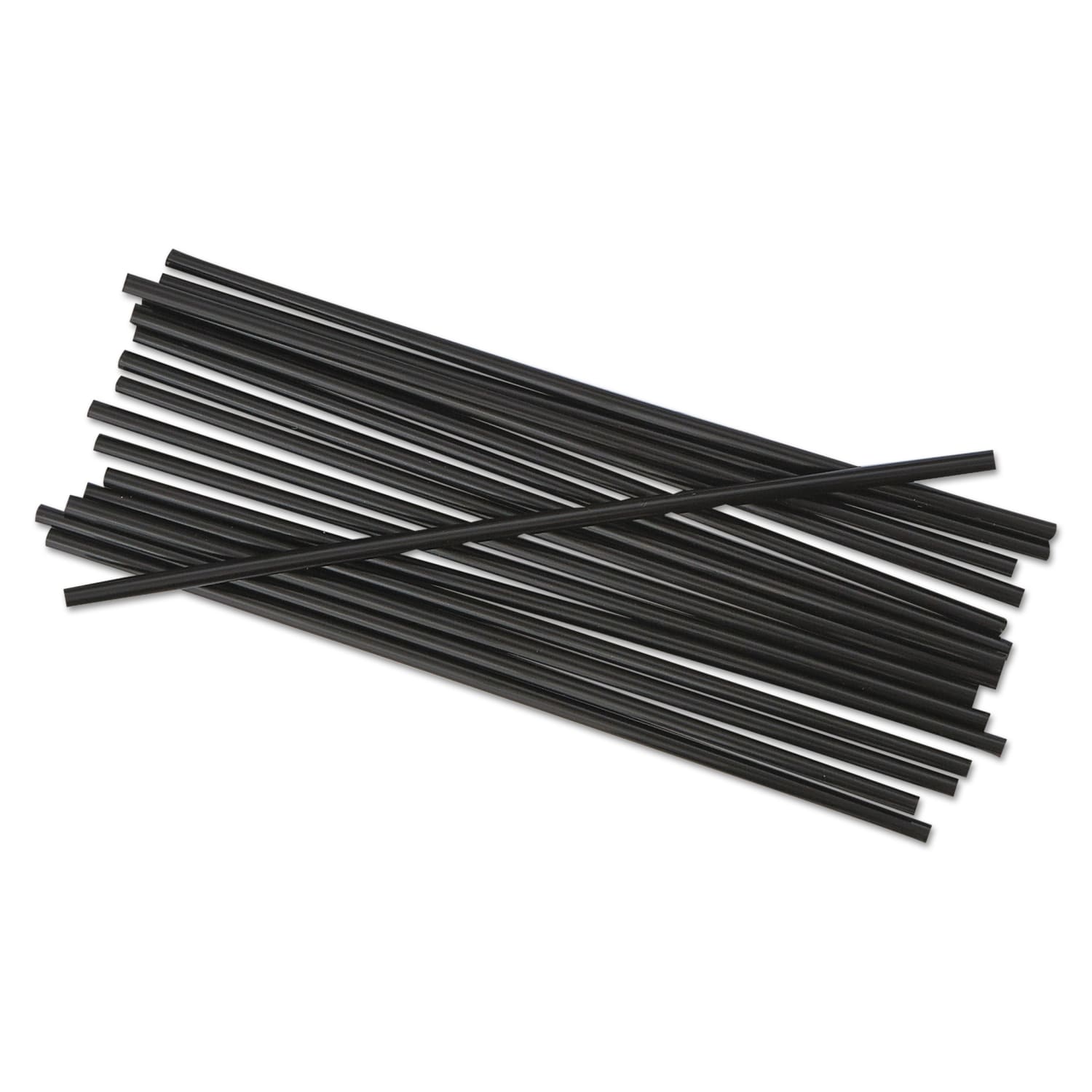 Boardwalk Single-Tube Stir Straws, 5 1/4in, Black, 1,000 Straws Per Pack, Carton Of 10 Packs