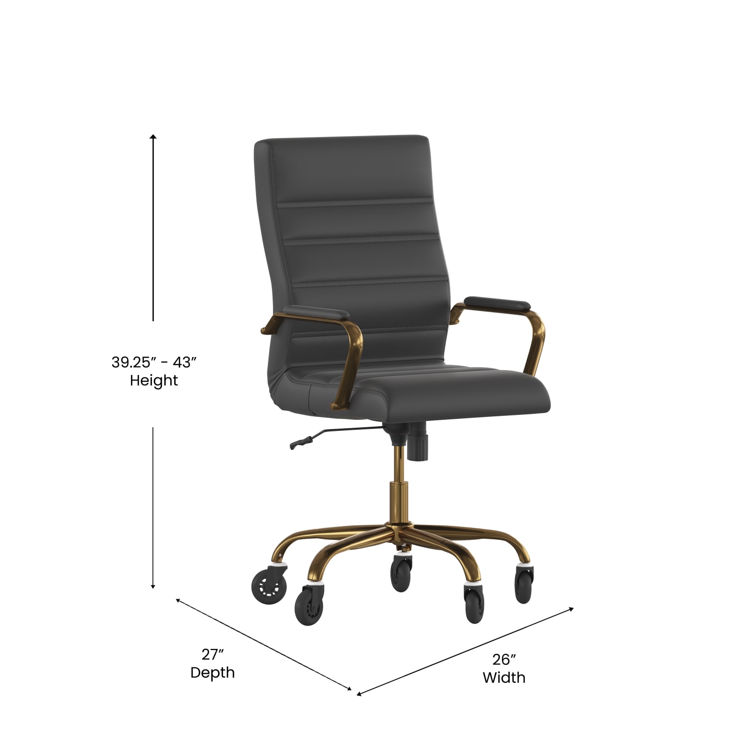 Flash Furniture Whitney Ergonomic Faux Leather High Back Executive Swivel Office Chair BlackGold PopularChairscom