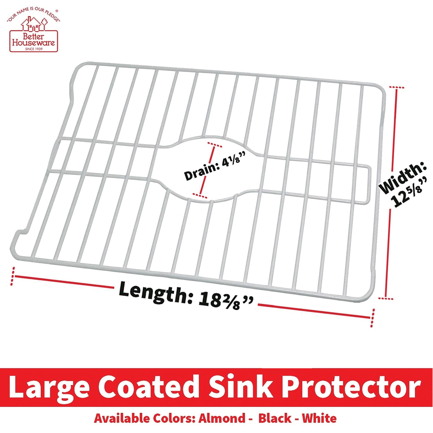 Better Houseware Large Sink Protector, 1inH x 12-3/4inW x 18-1/4inD, White - Image 3
