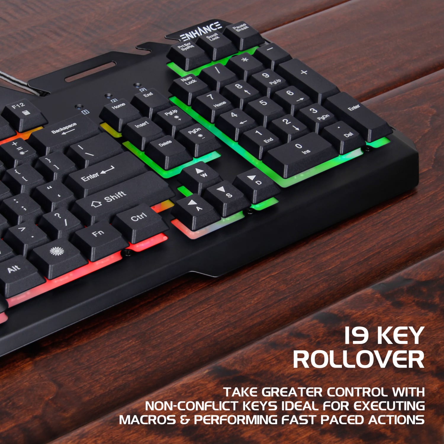 ENHANCE Infiltrate KL2 - Keyboard - gaming - with phone holder - backlit - USB - QWERTY - black - Image 6