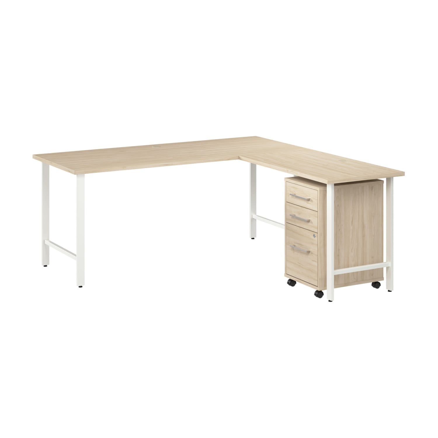 Bush Business Furniture Hustle 72inW L-Shaped Corner Computer Desk with 3 Drawer Mobile File Cabinet, Natural Elm, Standard Delivery Service, HUS013NE - Image 3