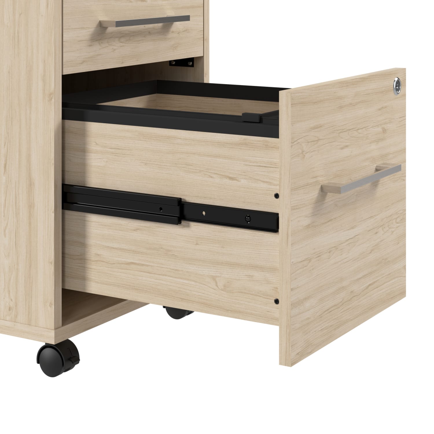 Bush Business Furniture Hustle 72inW L-Shaped Corner Computer Desk with 3 Drawer Mobile File Cabinet, Natural Elm, Standard Delivery Service, HUS013NE - Image 6