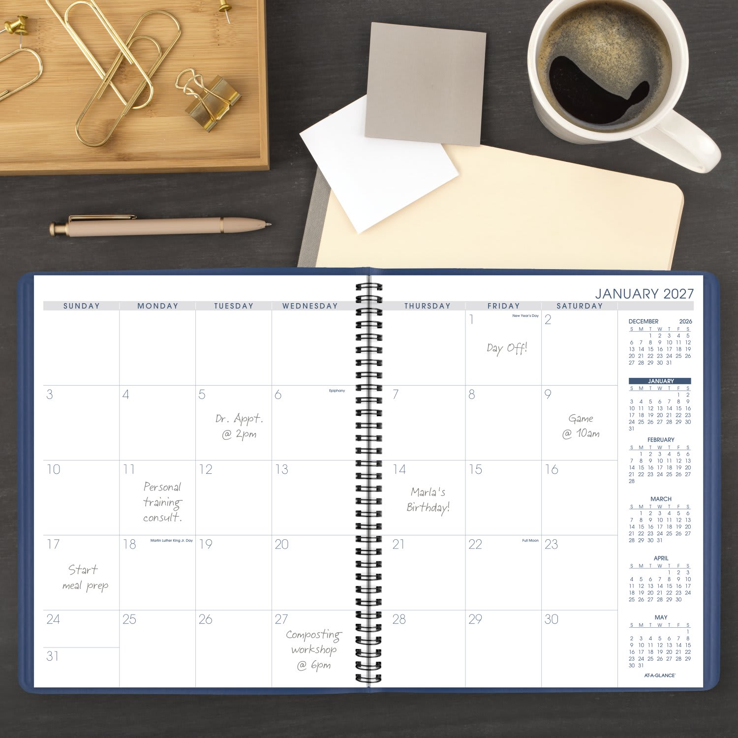 AT-A-GLANCE 2027 15-Month Monthly Planner, Blue, Large, 9in x 11in - Image 3