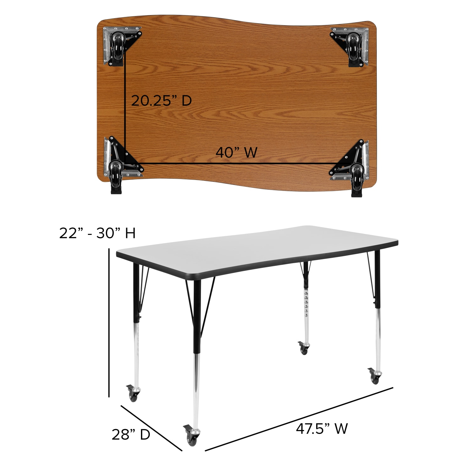 Flash Furniture Mobile 76in Oval Wave Flexible Laminate Activity Table Set With 18in Student Stack Chairs Gray PopularChairscom