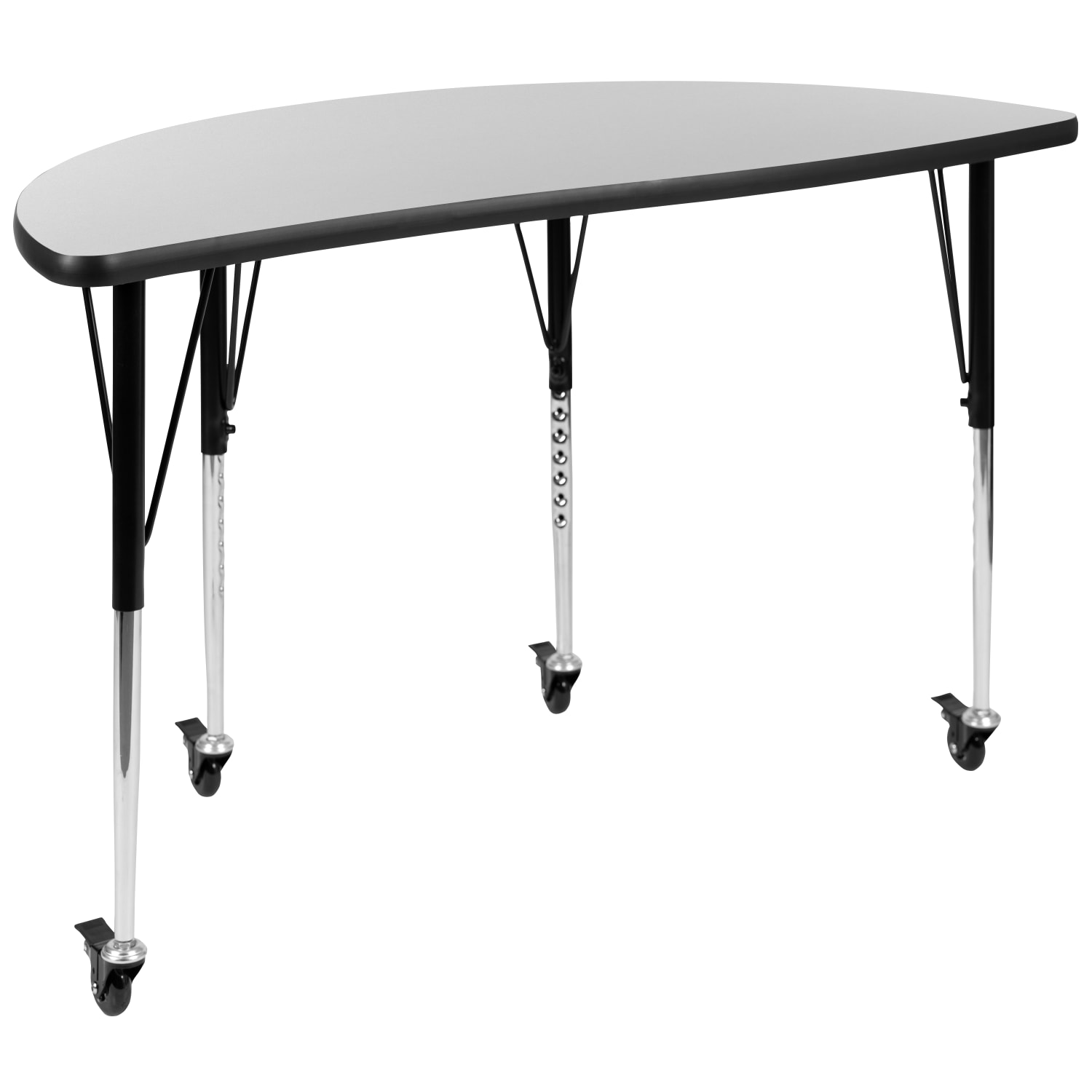 Flash Furniture Mobile 76in Oval Wave Flexible Laminate Activity Table Set With 18in Student Stack Chairs Gray PopularChairscom