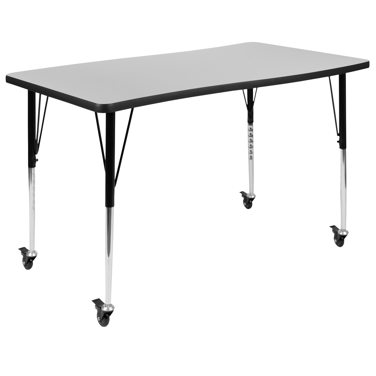Flash Furniture Mobile 76in Oval Wave Flexible Laminate Activity Table Set With 18in Student Stack Chairs Gray PopularChairscom