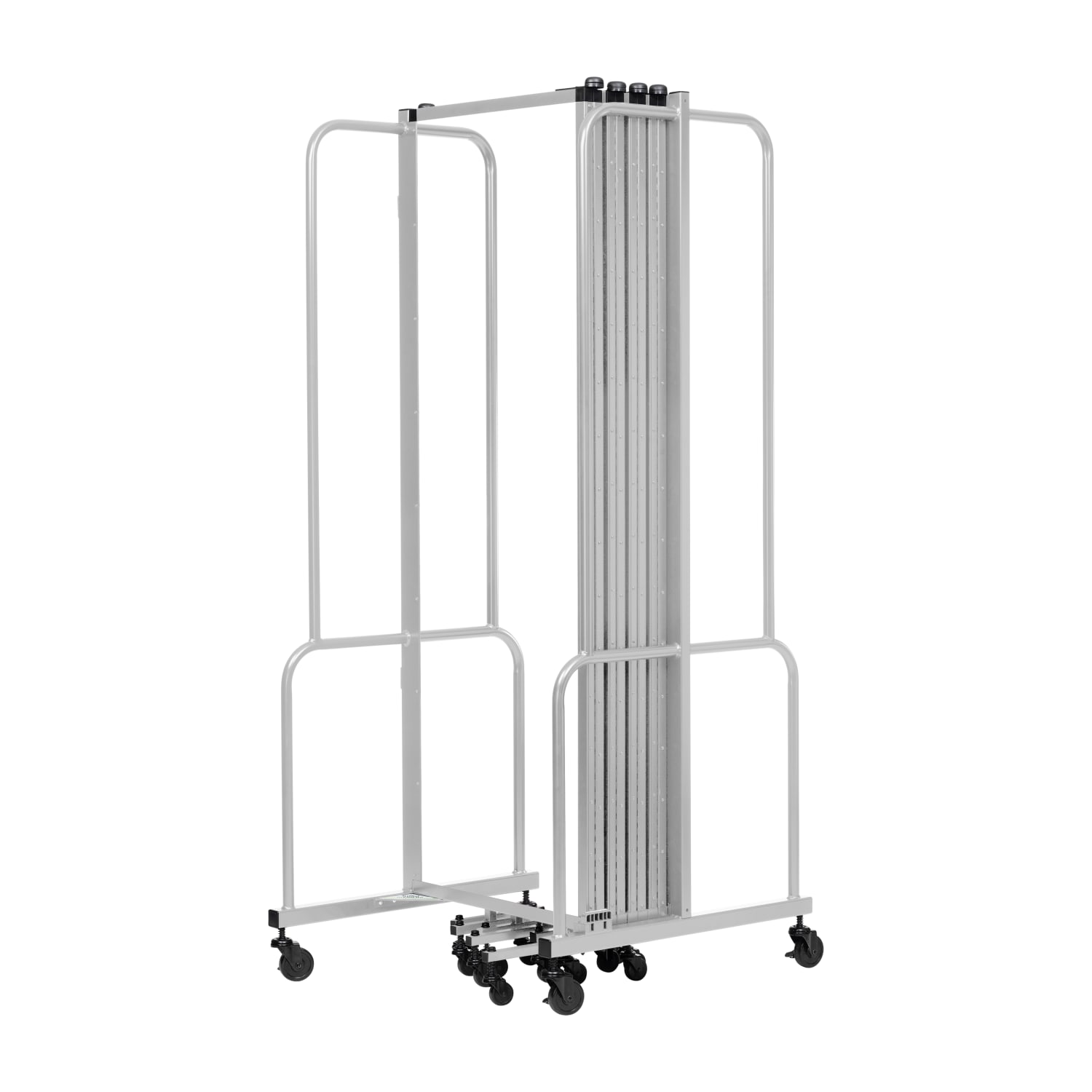 National Public Seating Room Divider, 9 Sections, 72inH x 210inW x 27inD, Clear/Gray - Image 4