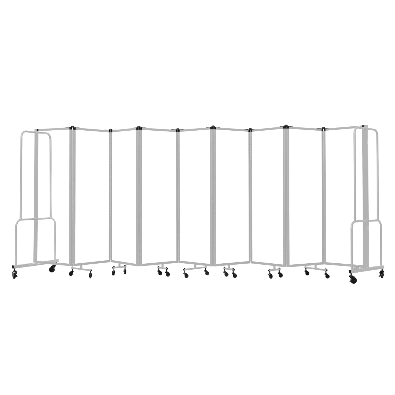 National Public Seating Room Divider, 9 Sections, 72inH x 210inW x 27inD, Clear/Gray - Image 6