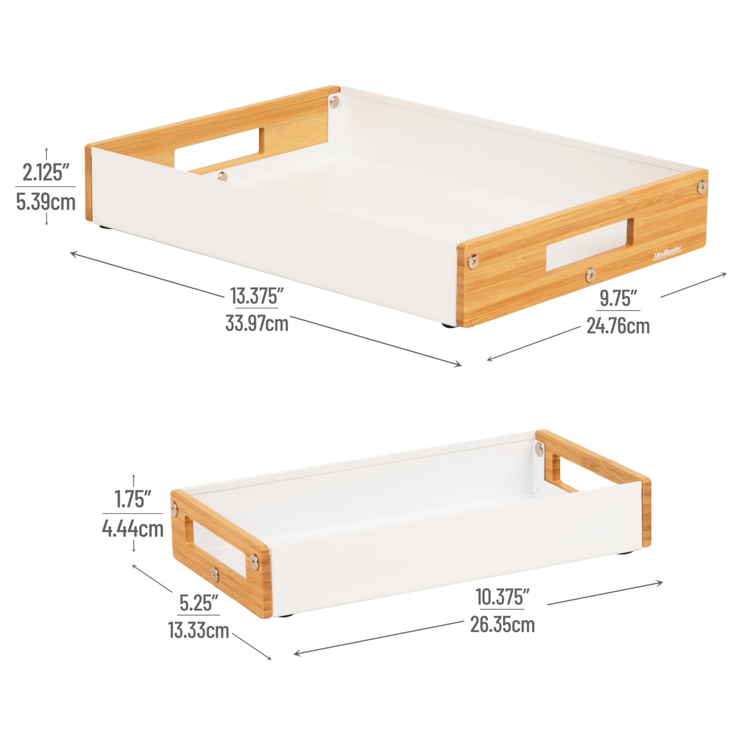 Mind Reader Metal And Wood Tiered Desktop Organizer Trays, 2-7/8inH x 13-3/4inW x 9-3/4inD, White, Total Qty 2 - Image 4