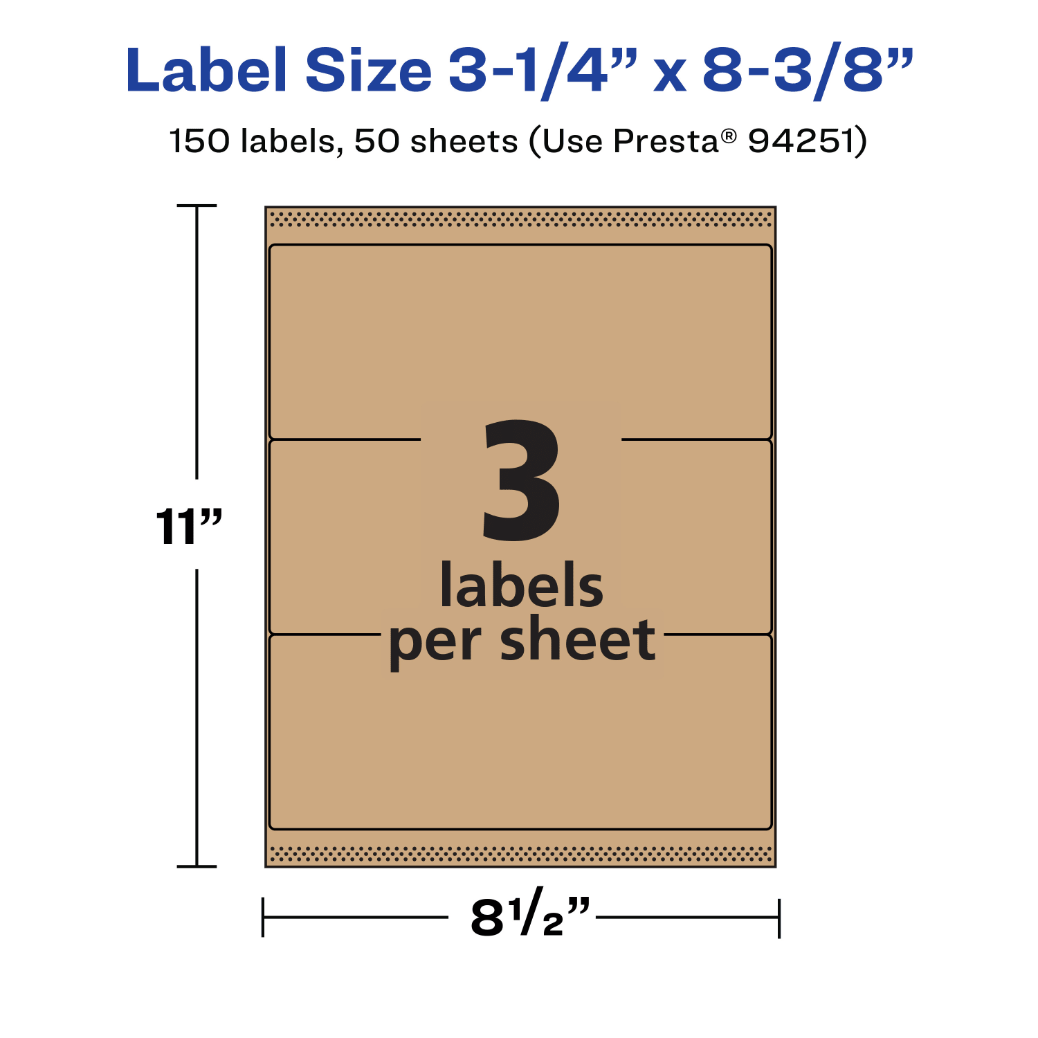 Avery Kraft Permanent Labels With Sure Feed, 94251-KMP50, Rectangle, 3-1/4in x 8-3/8in, Brown, Pack Of 150 - Image 6