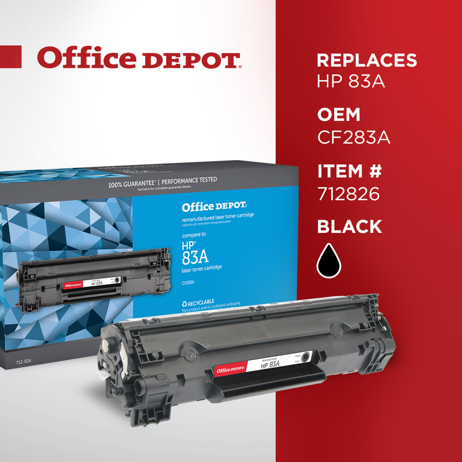 Office Depot Remanufactured Black Toner Cartridge Replacement For HP 83A - Image 6