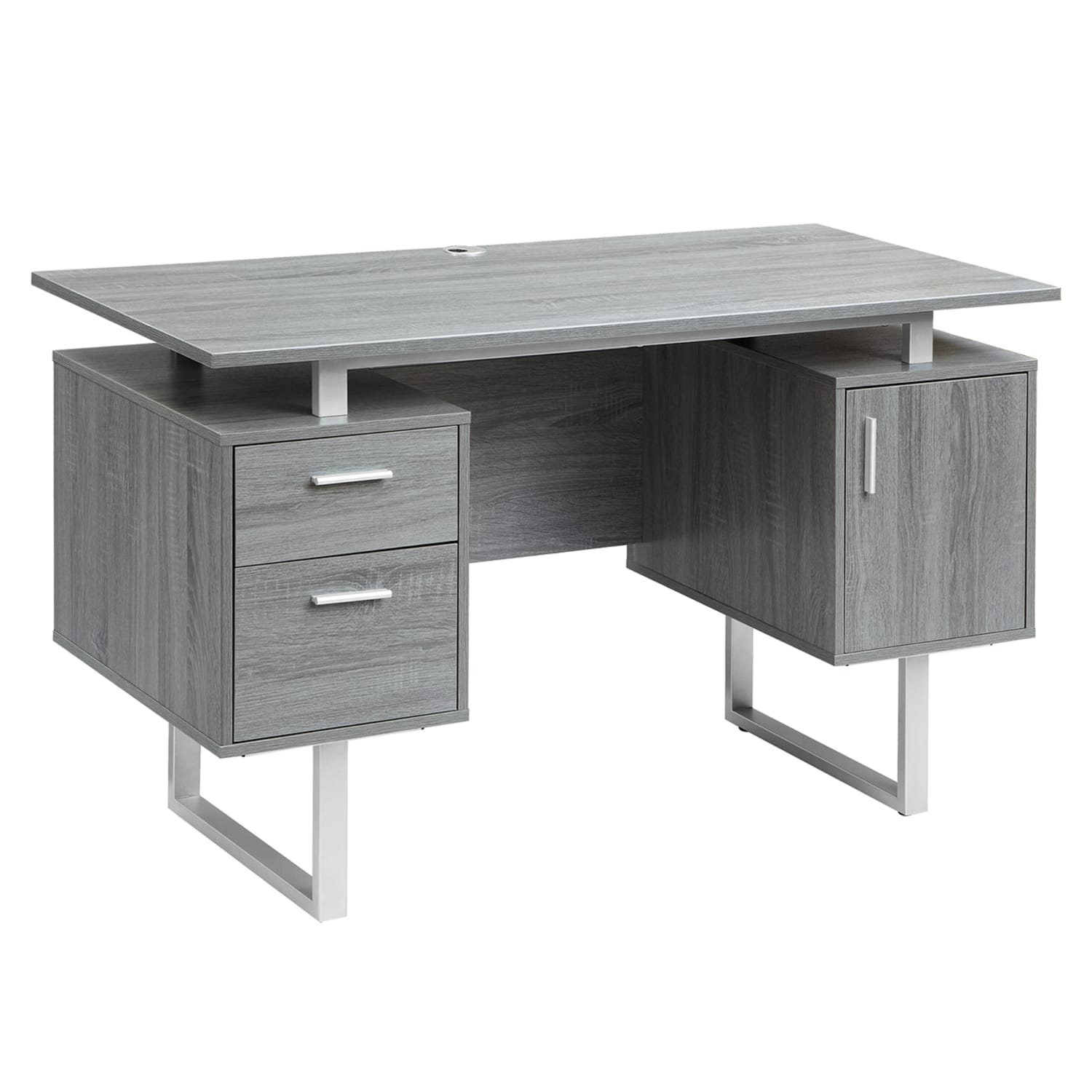 Techni Mobili 52inW Modern Computer Desk With Storage, Gray
