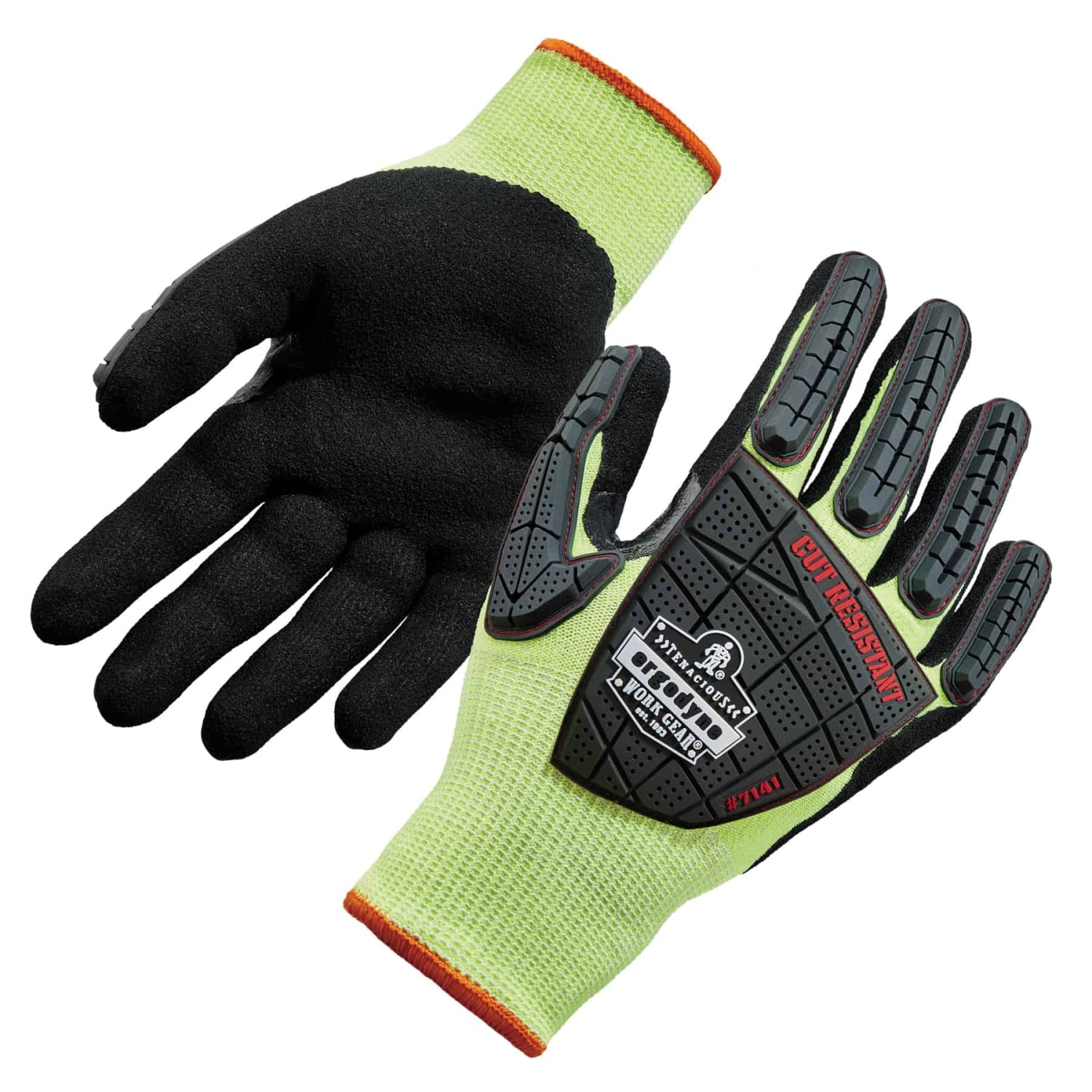 Ergodyne ProFlex 7141 Hi-Vis Nitrile-Coated DIR Level 4 Cut-Resistant Gloves, Large, Lime - Image 4