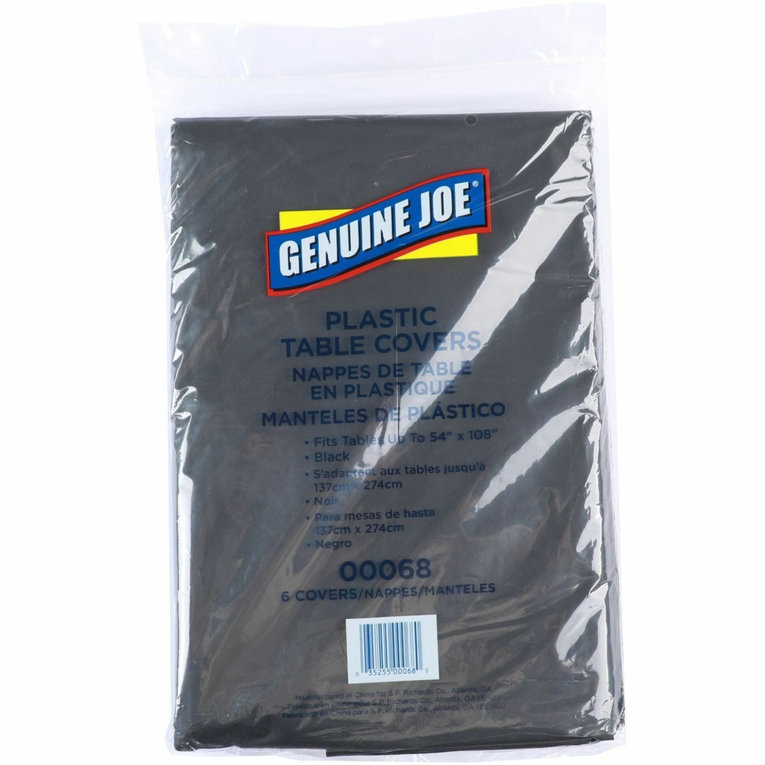 Genuine Joe Plastic Table Covers - 108in Length x 54in Width - Plastic - Black - 6 Pack - 4 / Carton - Image 6