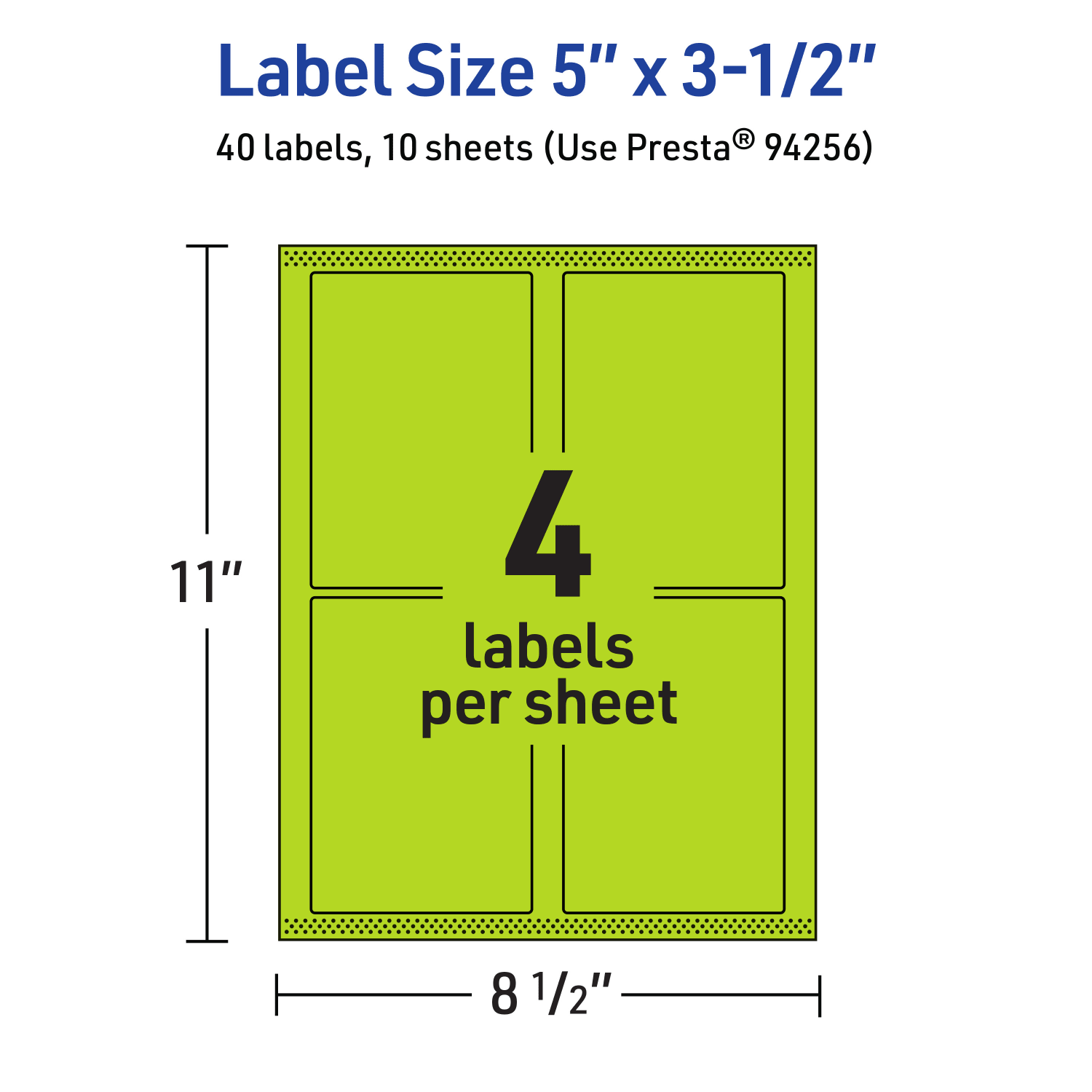 Avery Printable Labels With Sure Feed Technology, 94256-BGP10, Rectangle, 5in x 3-1/2in, Matte Bright Green, Pack of 40 - Image 6