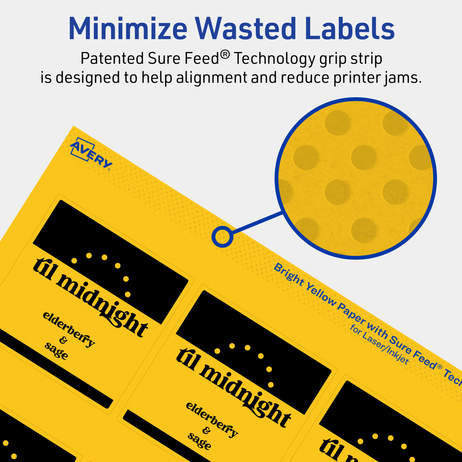 Avery Printable Labels With Sure Feed Technology, 94104-BYP10, Square, 2-1/2in x 2-1/2in, Matte Bright Yellow, Pack of 90 - Image 5