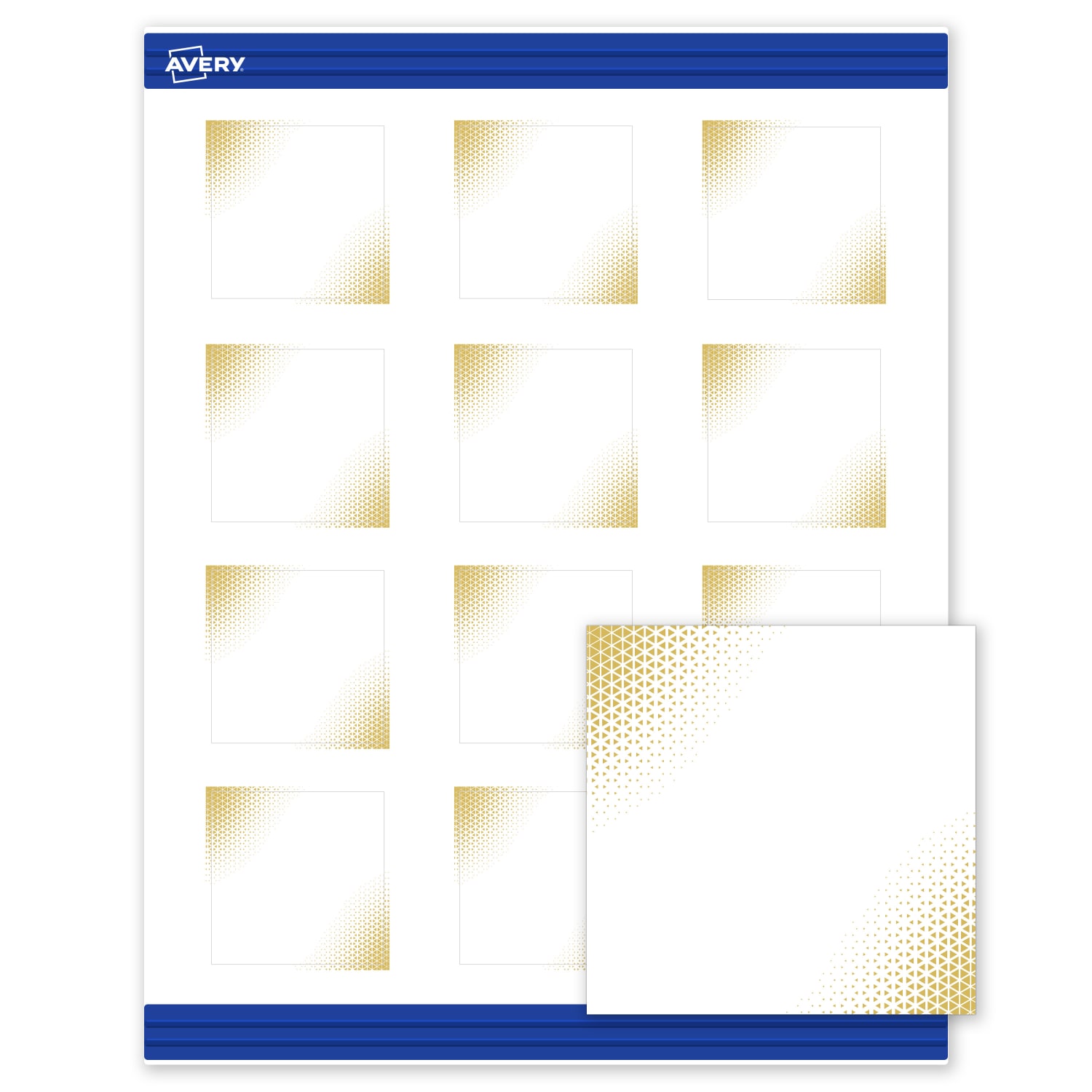 Avery Printable Cards With Sure Feed Technology, 2in x 2in, Matte White With Preprinted Gold-Blush Pattern, Pack Of 120 - Image 3