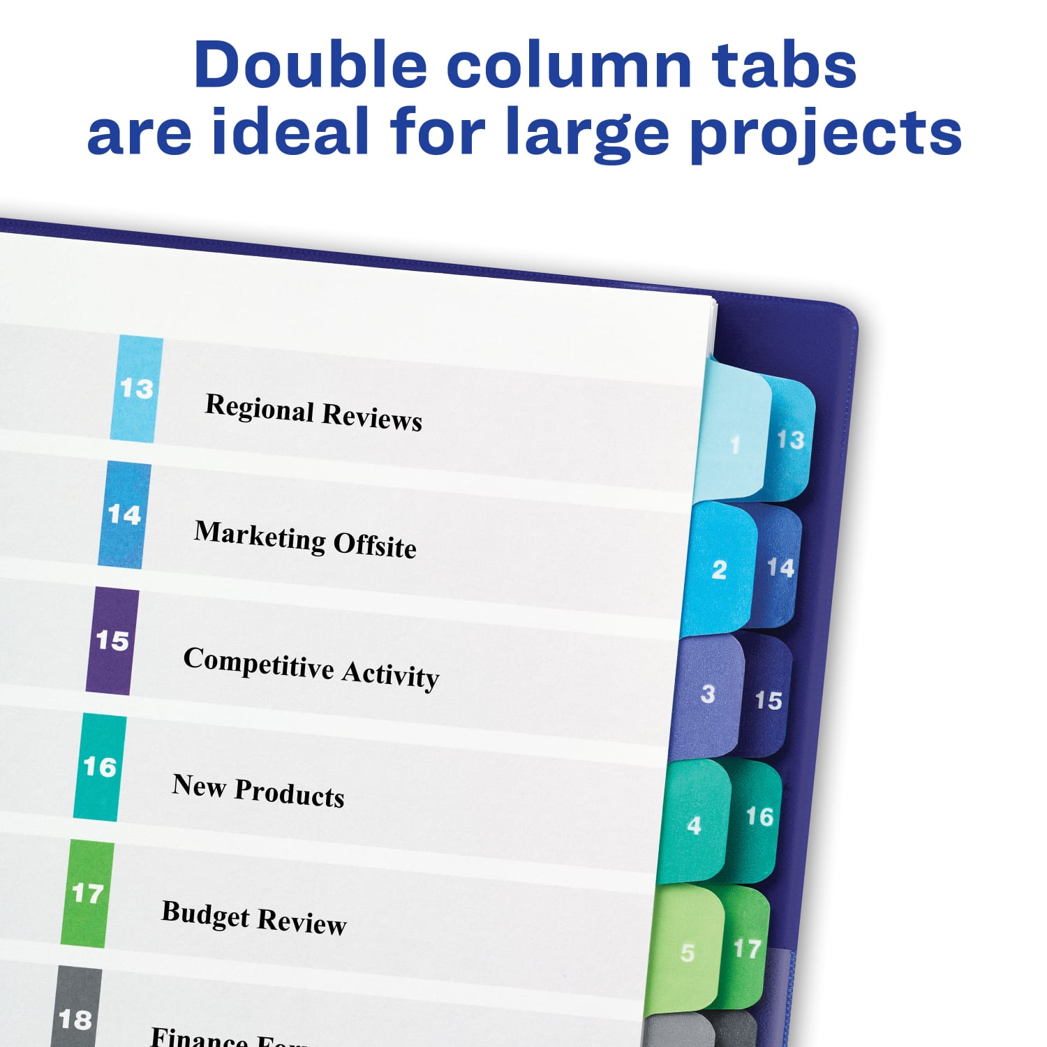 Avery Ready Index 1-24 Tab Double Column Binder Dividers With Customizable Table Of Contents, 8-1/2in x 11in, 24 Tab, White/Multicolor, 1 Set - Image 4