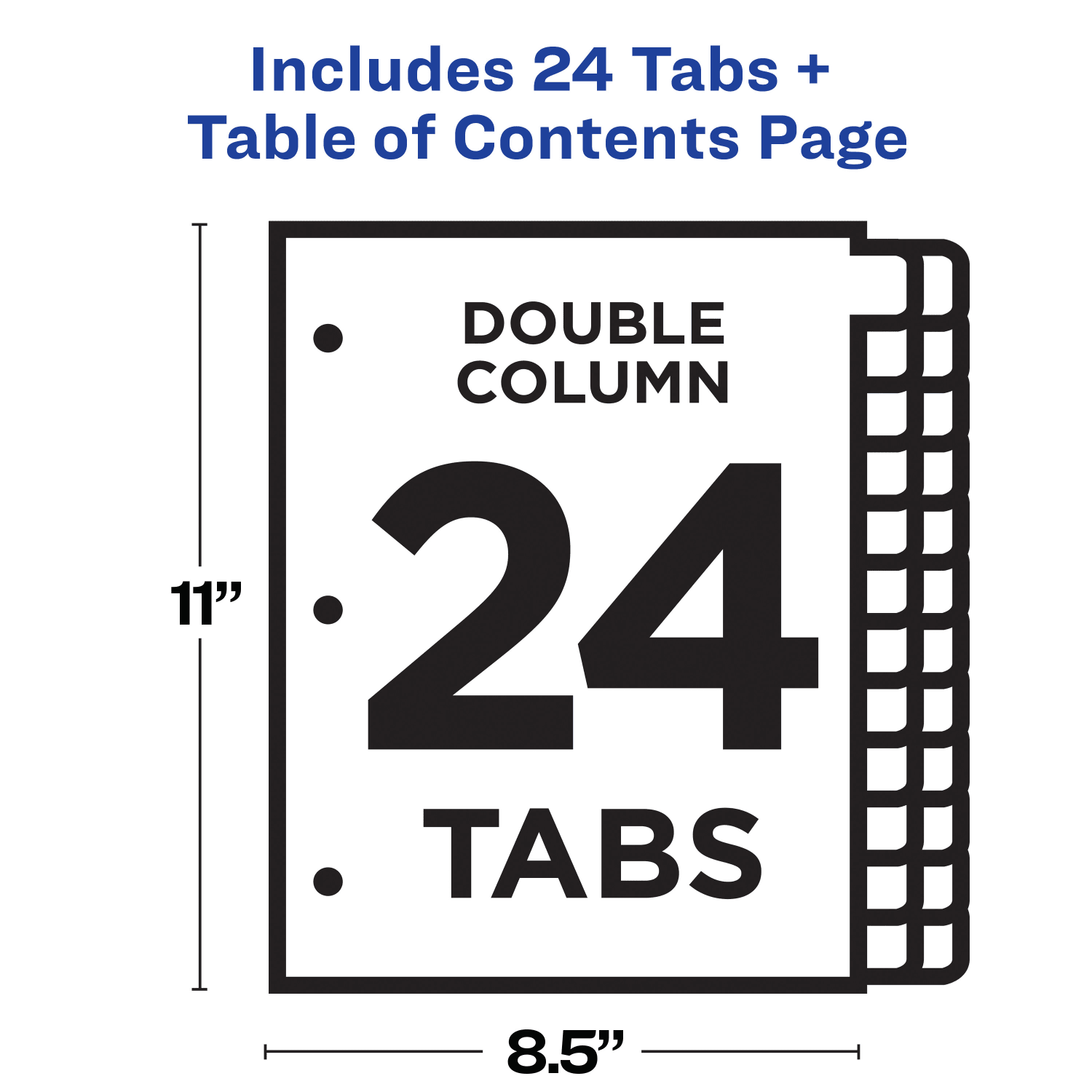 Avery Ready Index 1-24 Tab Double Column Binder Dividers With Customizable Table Of Contents, 8-1/2in x 11in, 24 Tab, White/Multicolor, 1 Set - Image 5